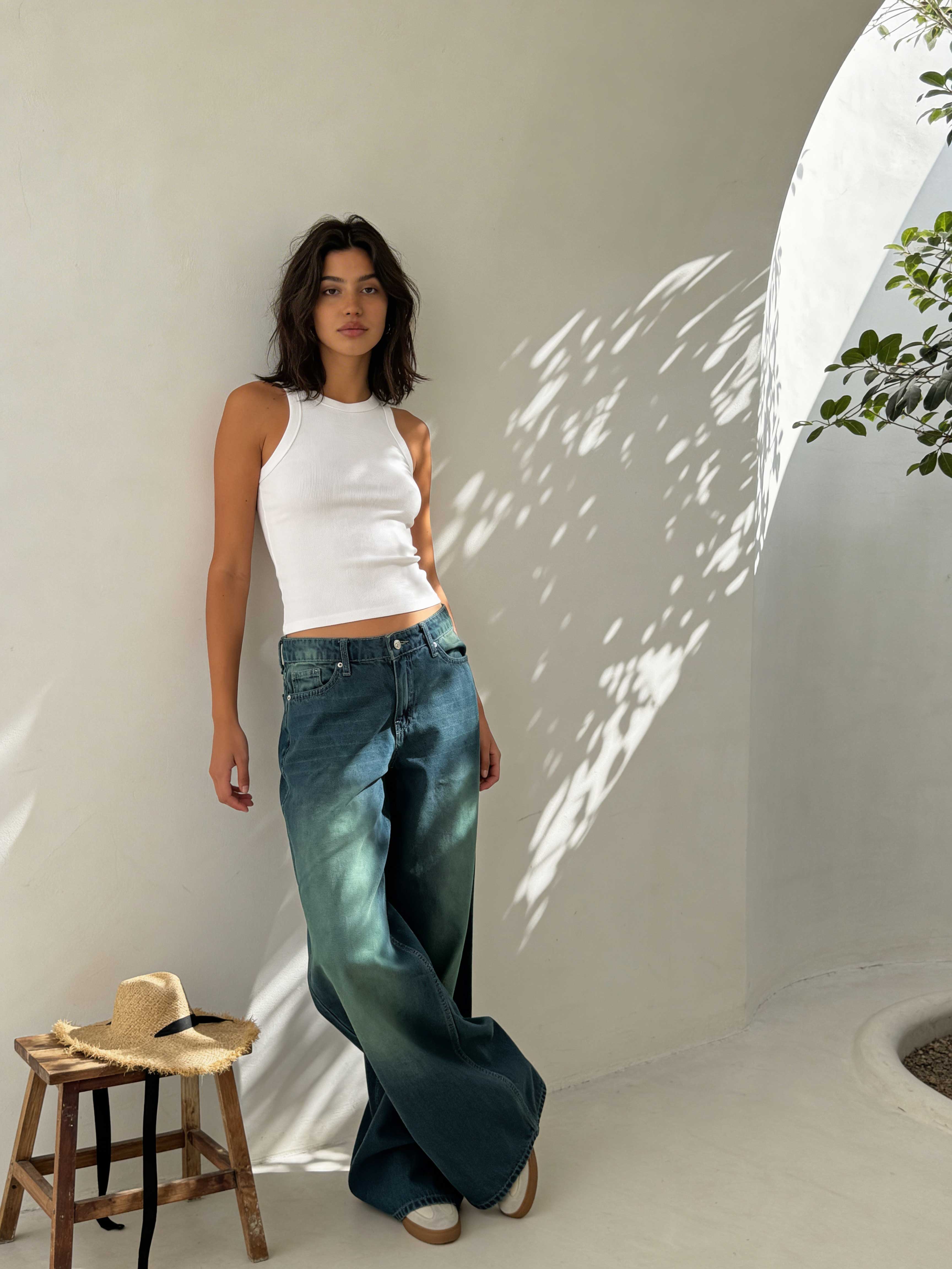 Super Baggy – Mid-Rise Vintage Blue Green Jeans Super Baggy CIZARO - Cizaro Jeans