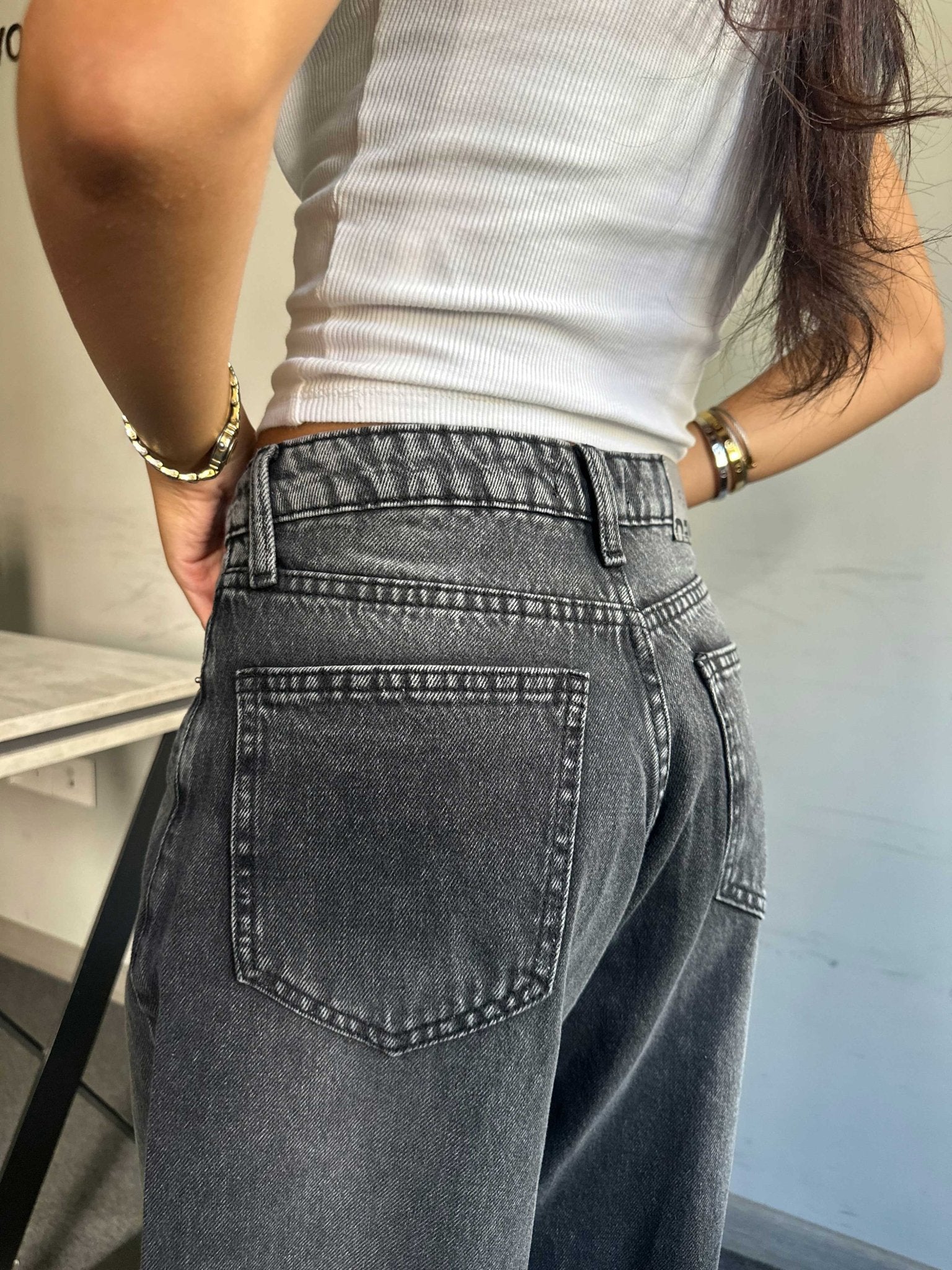 Super Baggy - Mid-Rise Charcoal Jeans Baggy CIZARO - Cizaro Jeans