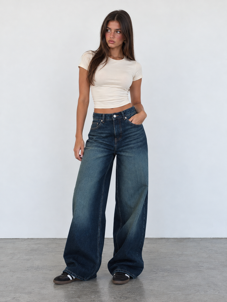 Super Baggy High-Waist Midnight Vintage Green Jeans