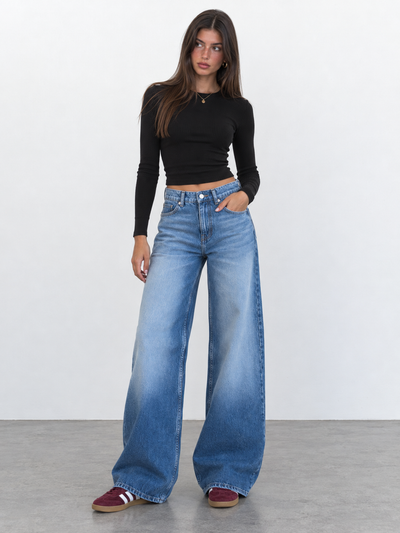 Super Baggy High-Waist Faded Vintage Blue Jeans