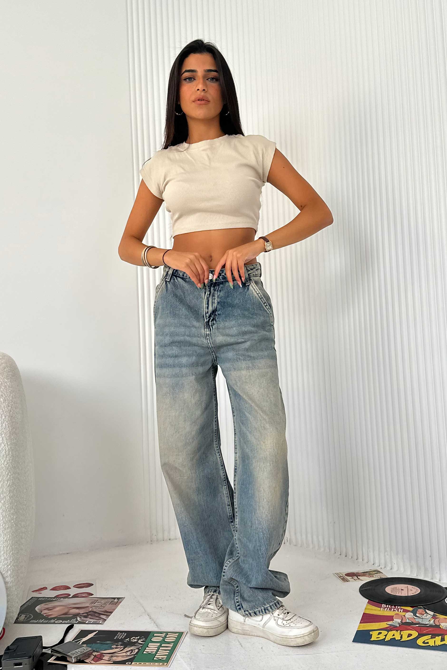 Skater - High-Waist Medium Vintage Blue Jeans