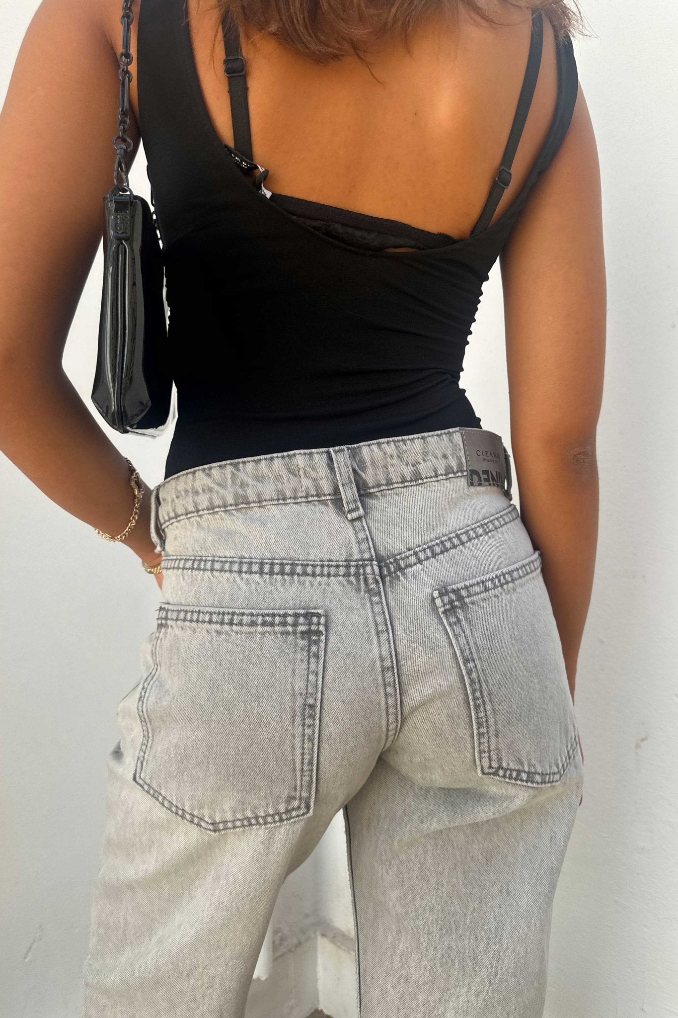 Straight – Low Waist Light Grey Jeans Straight-Leg CIZARO - Cizaro Jeans