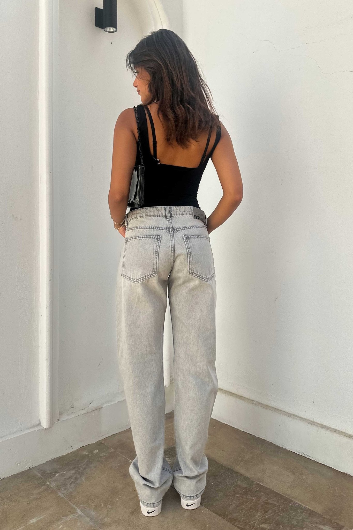 Straight – Low Waist Light Grey Jeans Straight-Leg CIZARO - Cizaro Jeans