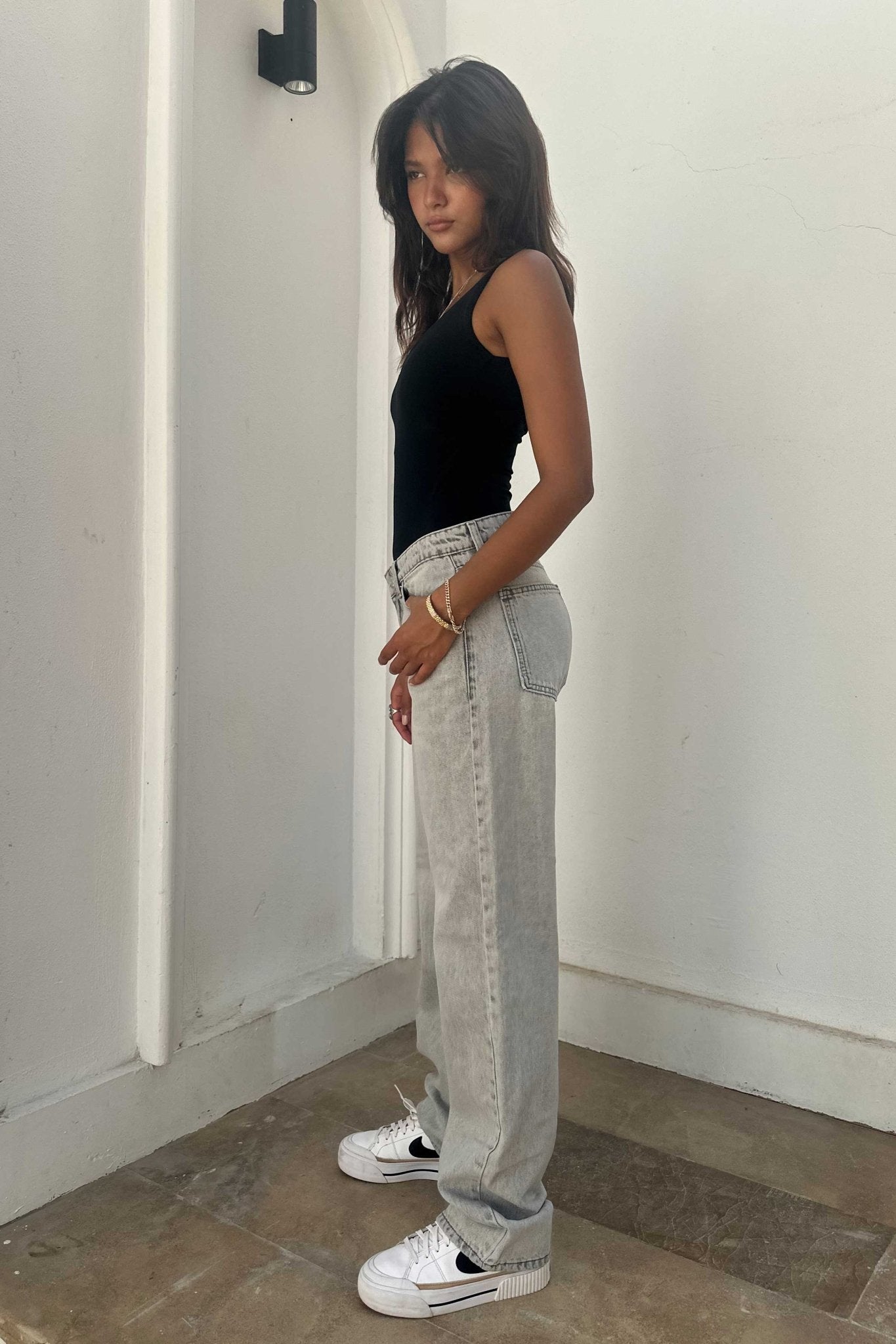 Straight – Low Waist Light Grey Jeans Straight-Leg CIZARO - Cizaro Jeans