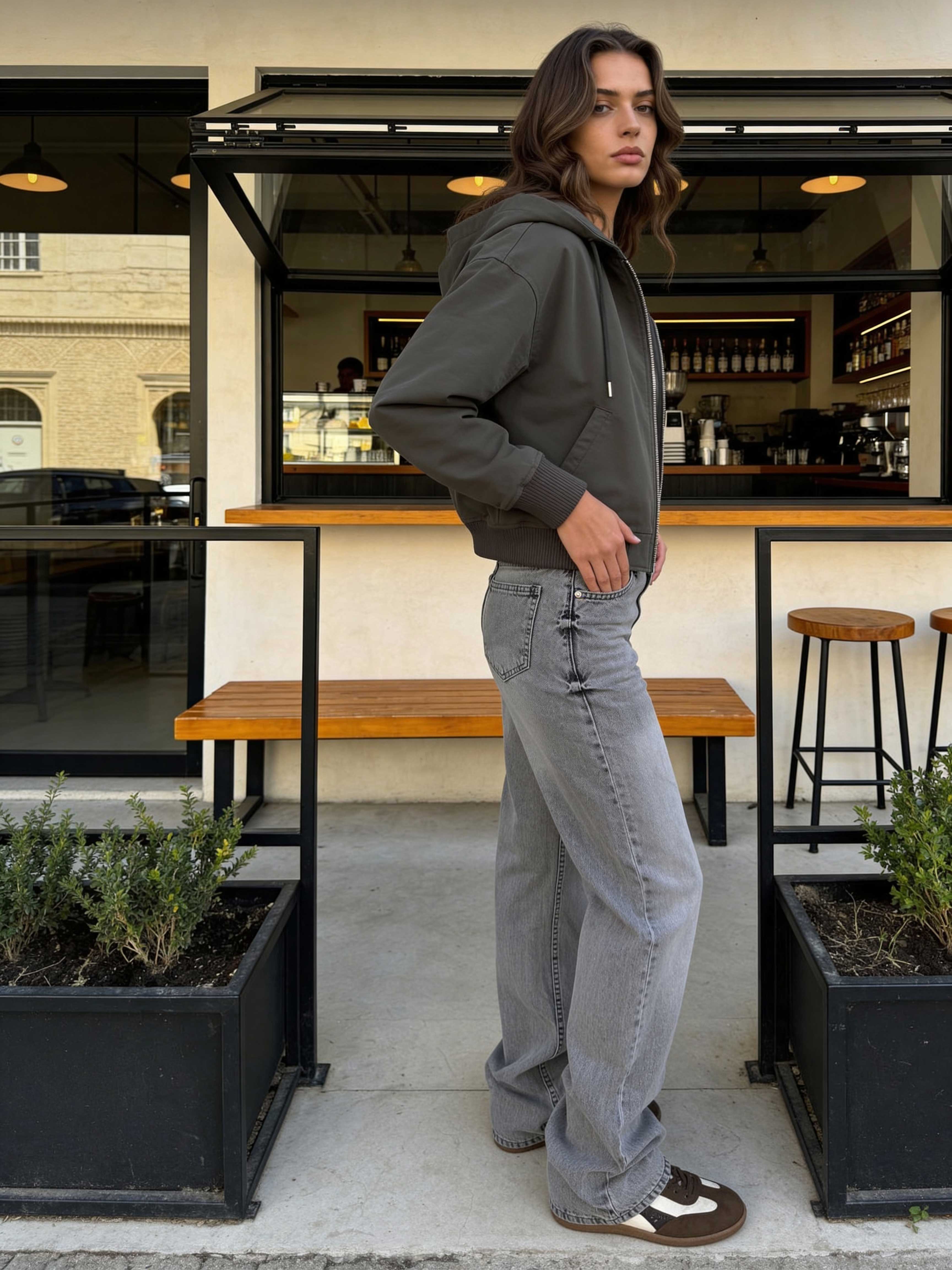 Straight – High-Waist Light Grey Jeans Straight CIZARO - Cizaro Jeans