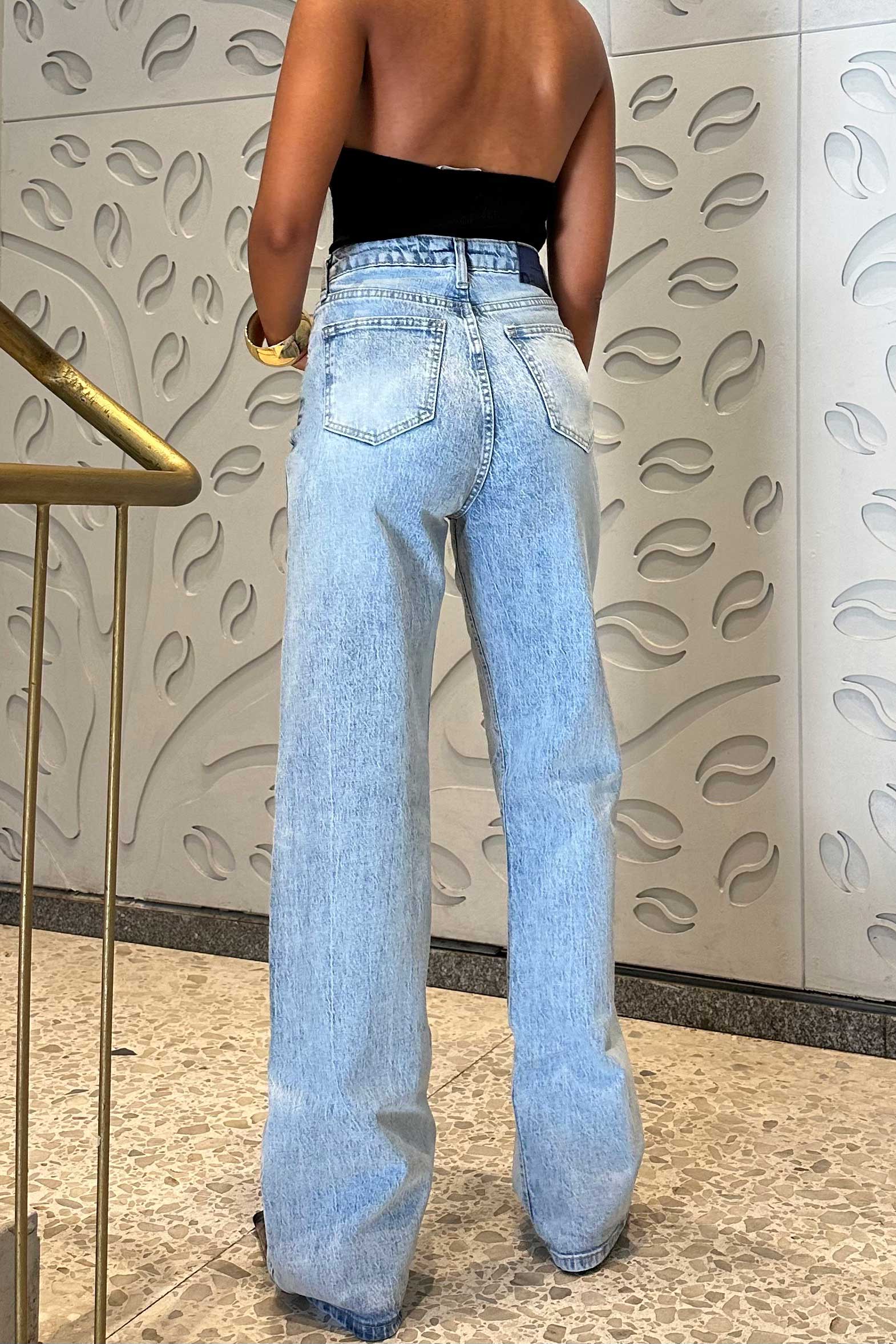 Ultra Comfort Straight-Leg - Mid-Waist Light Acid Wash Jeans STRAIGHT LEG CIZARO - Cizaro Jeans