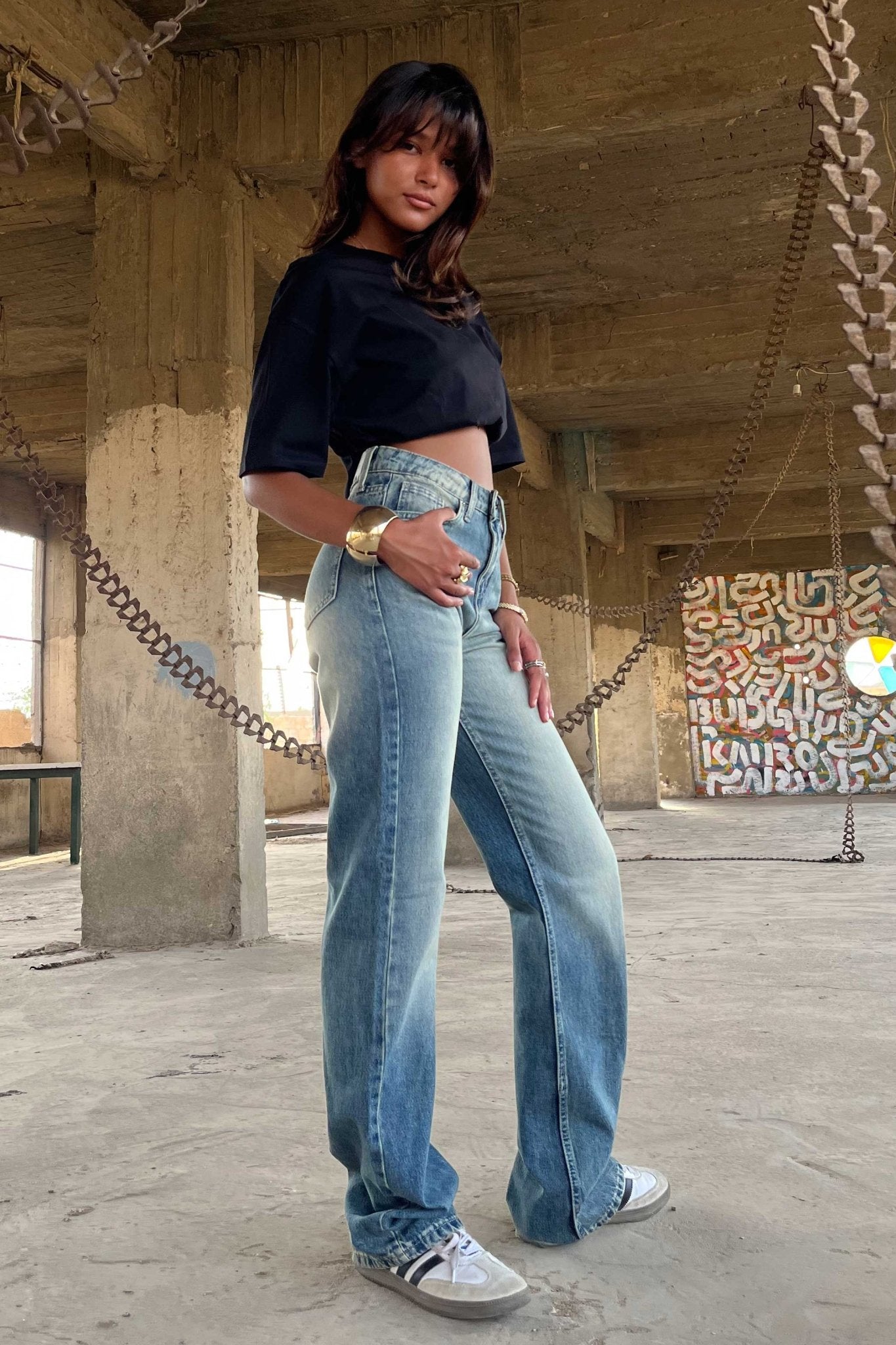 Straight - High-Waist Medium Vintage Blue Jeans straight CIZARO - Cizaro Jeans