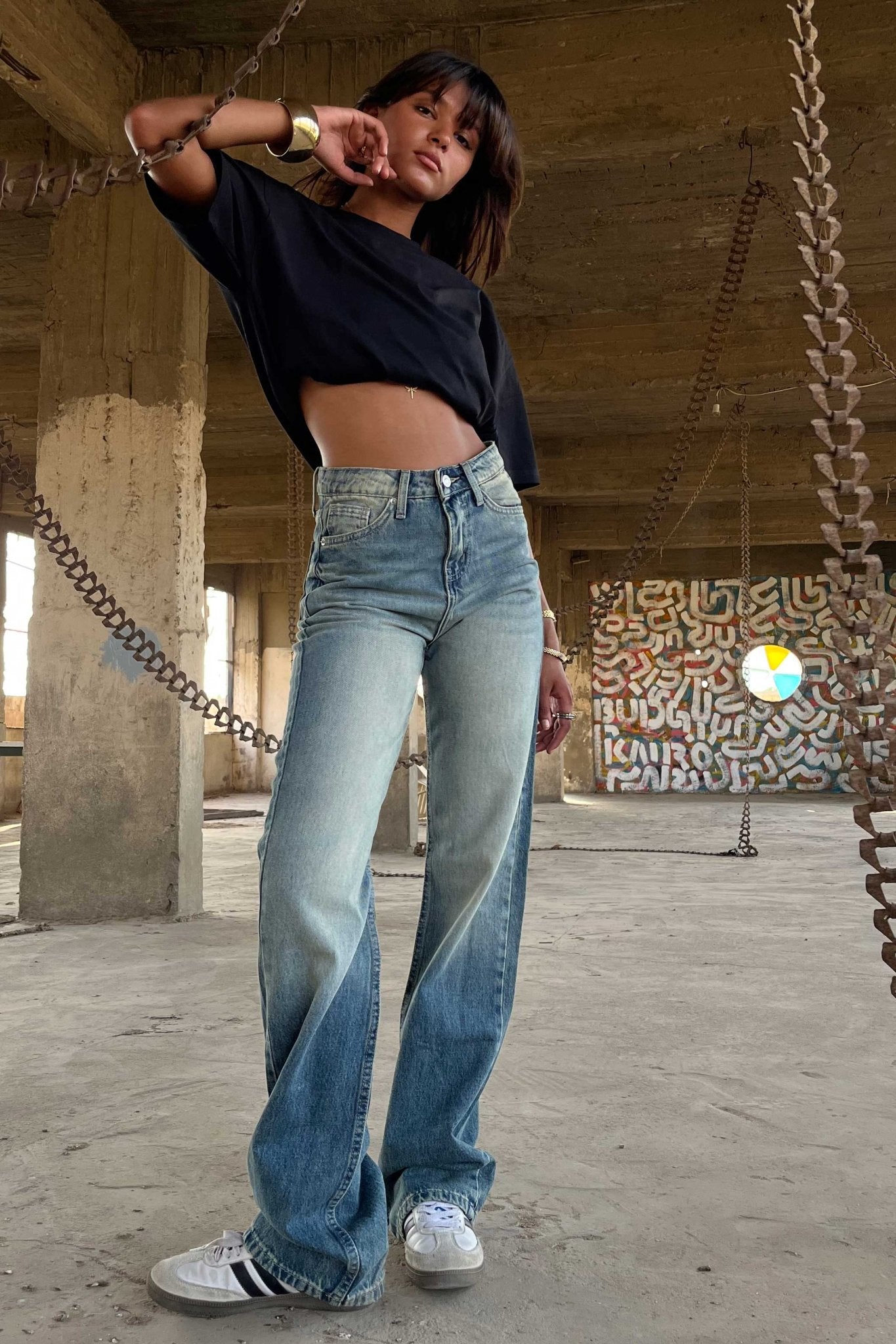 Straight - High-Waist Medium Vintage Blue Jeans straight CIZARO - Cizaro Jeans