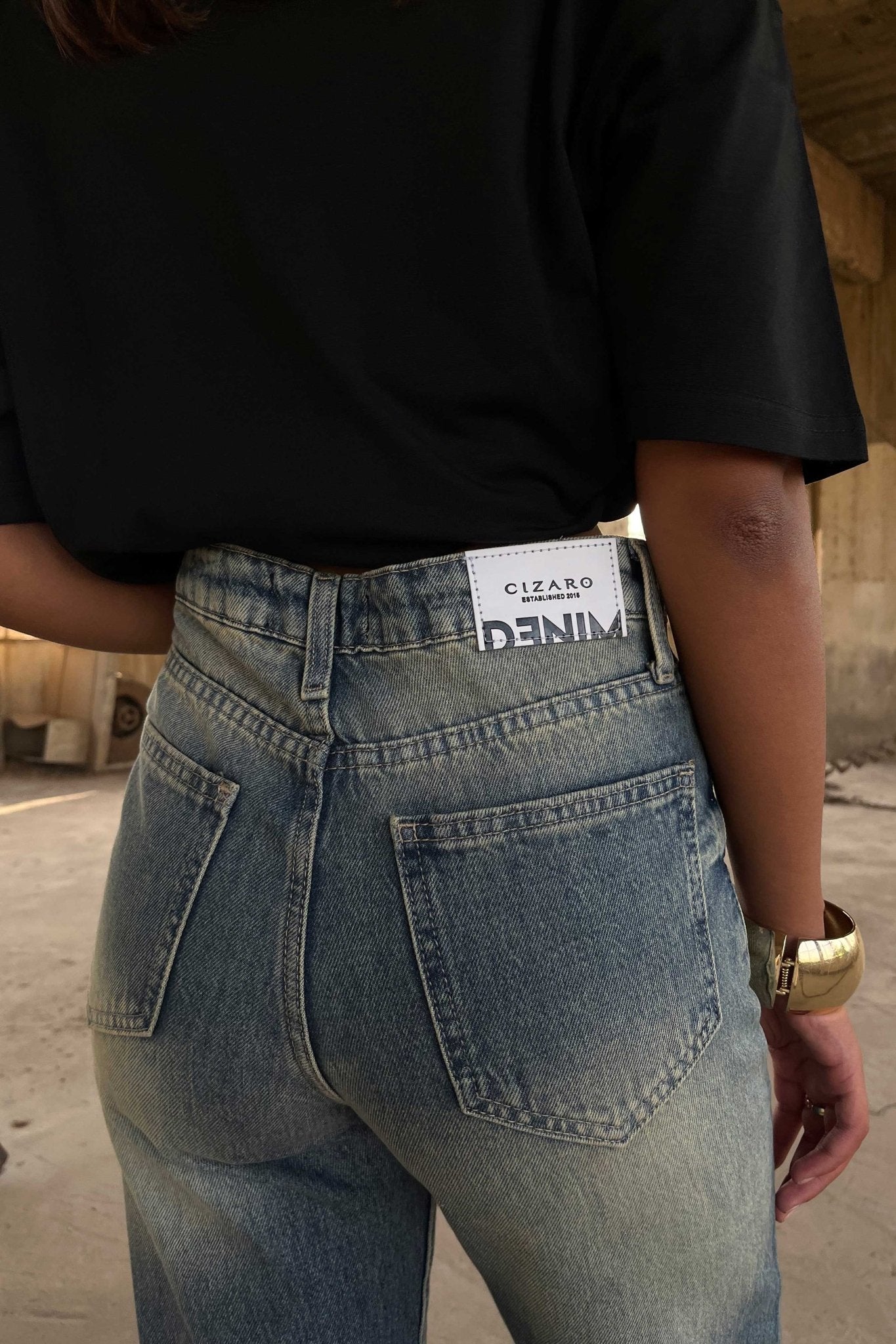 Straight - High-Waist Medium Vintage Blue Jeans straight CIZARO - Cizaro Jeans