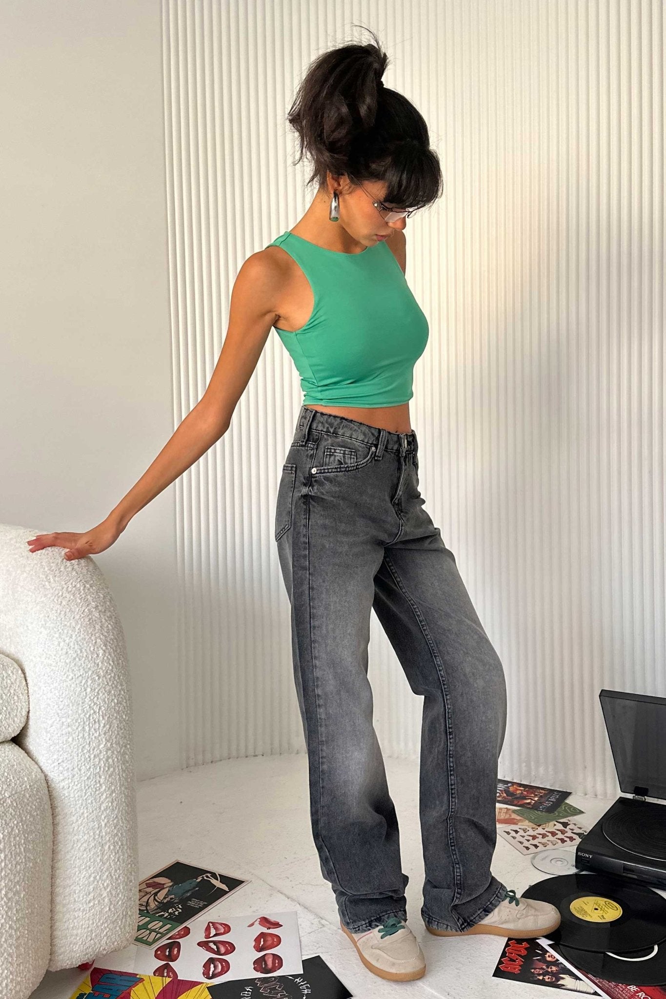 Straight-Leg - Low-Waist Grey Jeans straight CIZARO - Cizaro Jeans