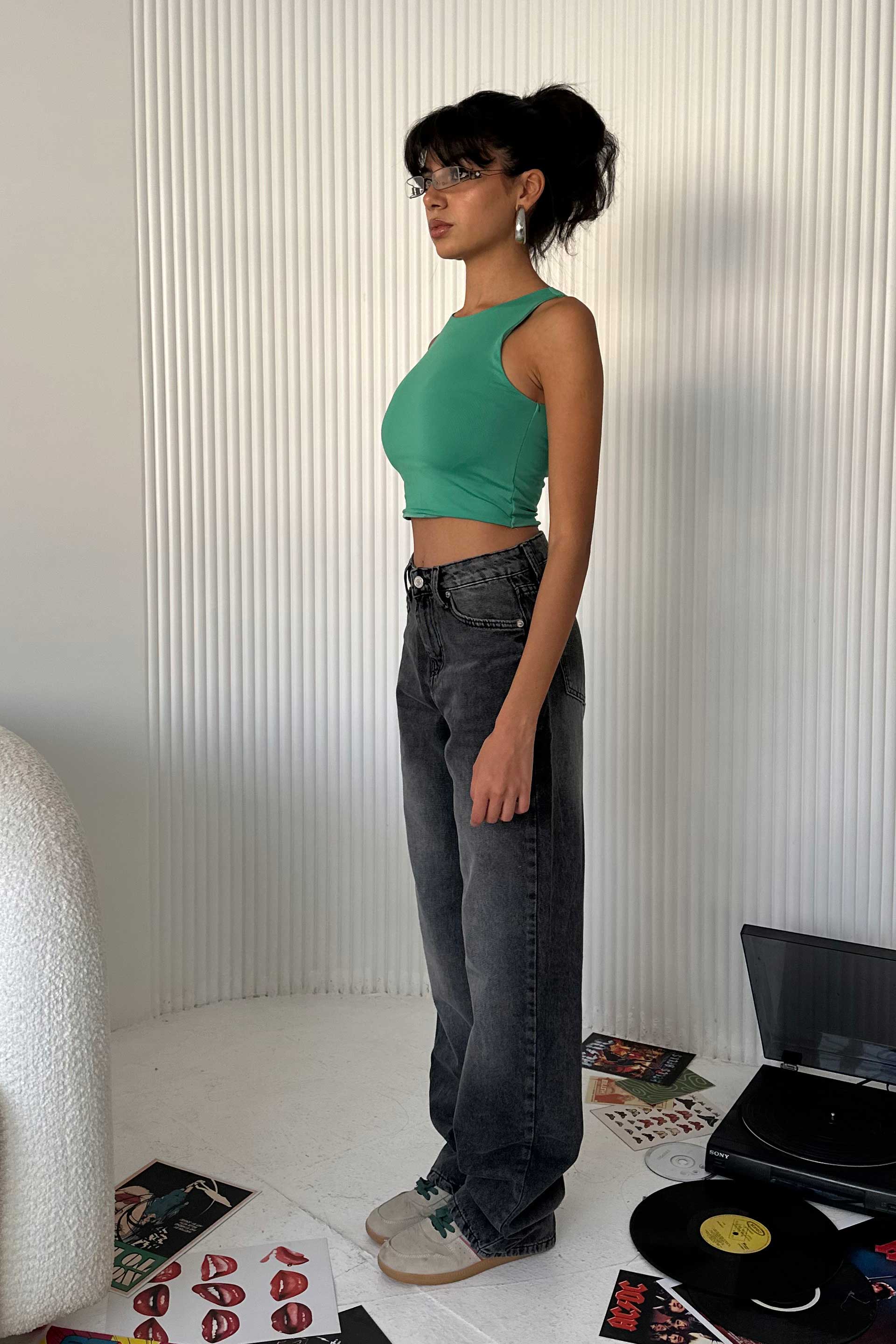 Straight-Leg - Low-Waist Gray Jeans