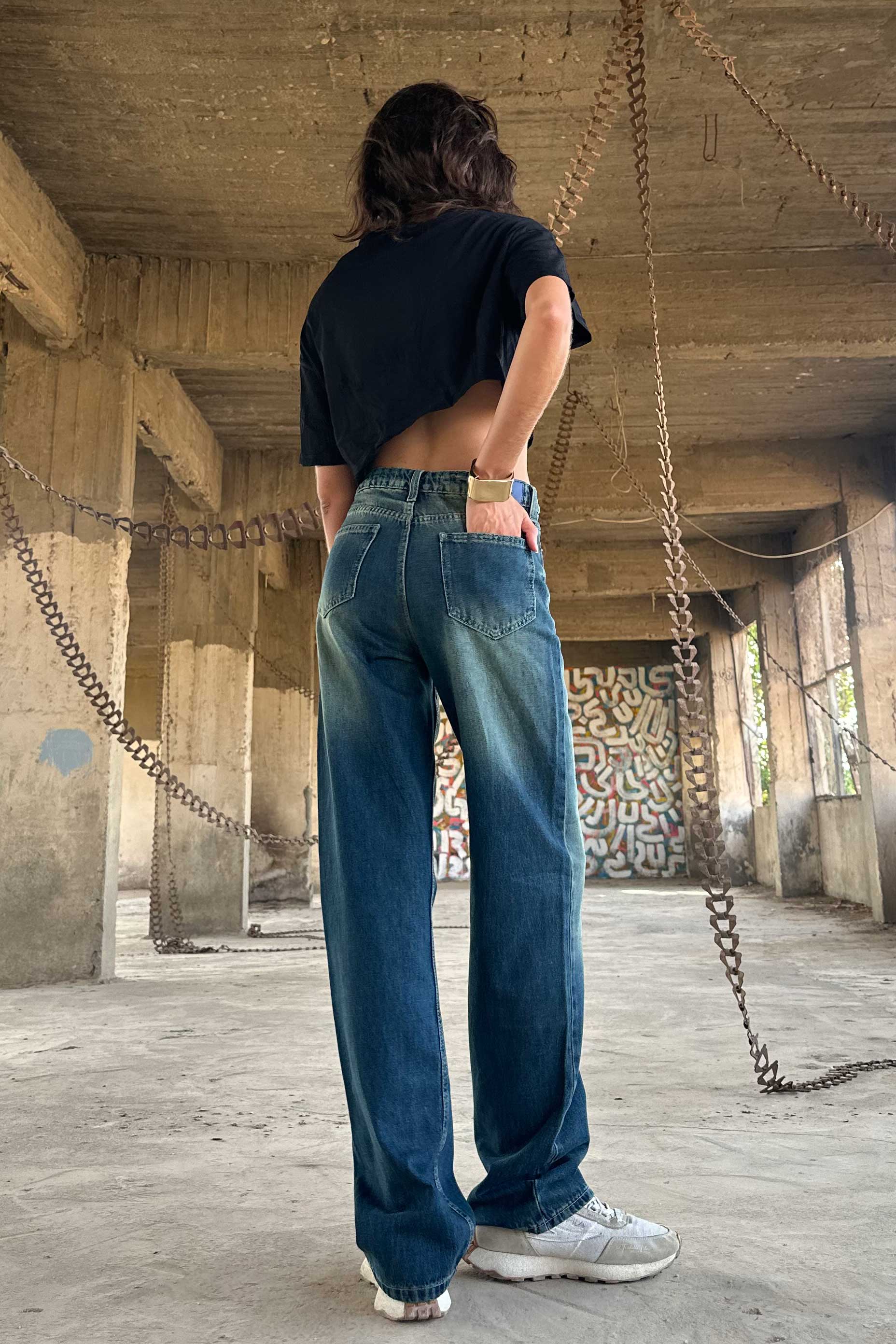 Straight - High-Waist Medium Vintage Fade blue jeans straight CIZARO - Cizaro Jeans