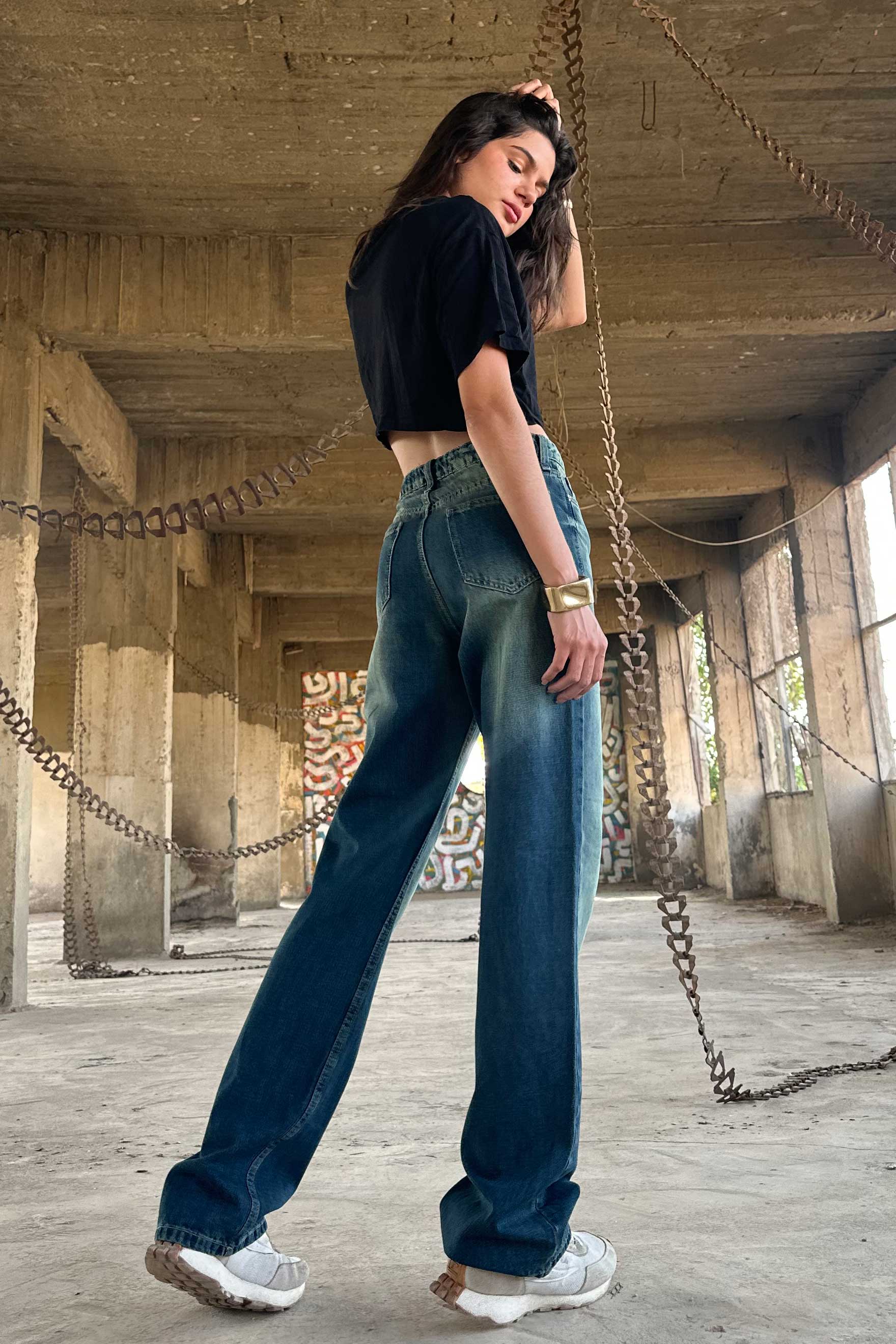 Straight - High-Waist Medium Vintage Fade blue jeans straight CIZARO - Cizaro Jeans