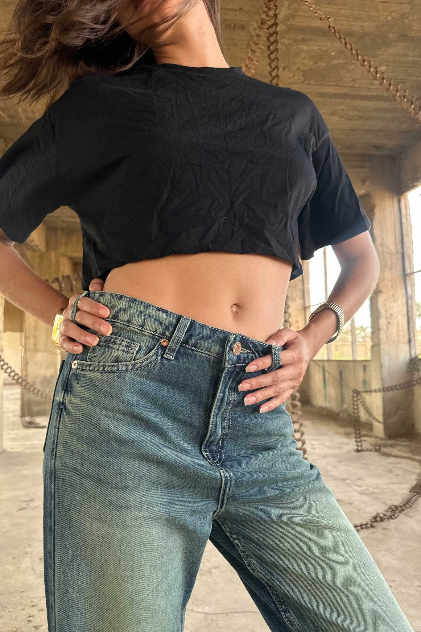 Straight - High-Waist Medium Vintage Fade blue jeans straight CIZARO - Cizaro Jeans
