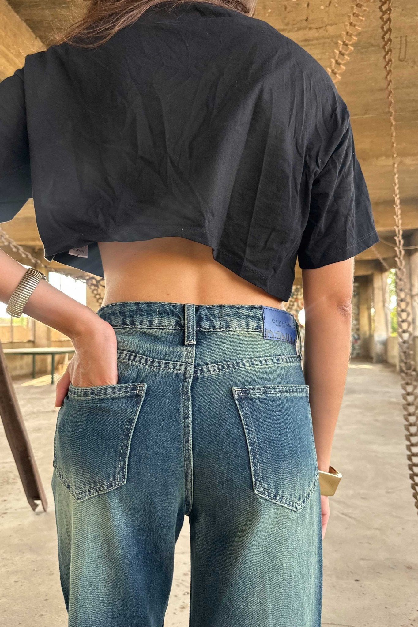 Straight - High-Waist Medium Vintage Fade blue jeans straight CIZARO - Cizaro Jeans