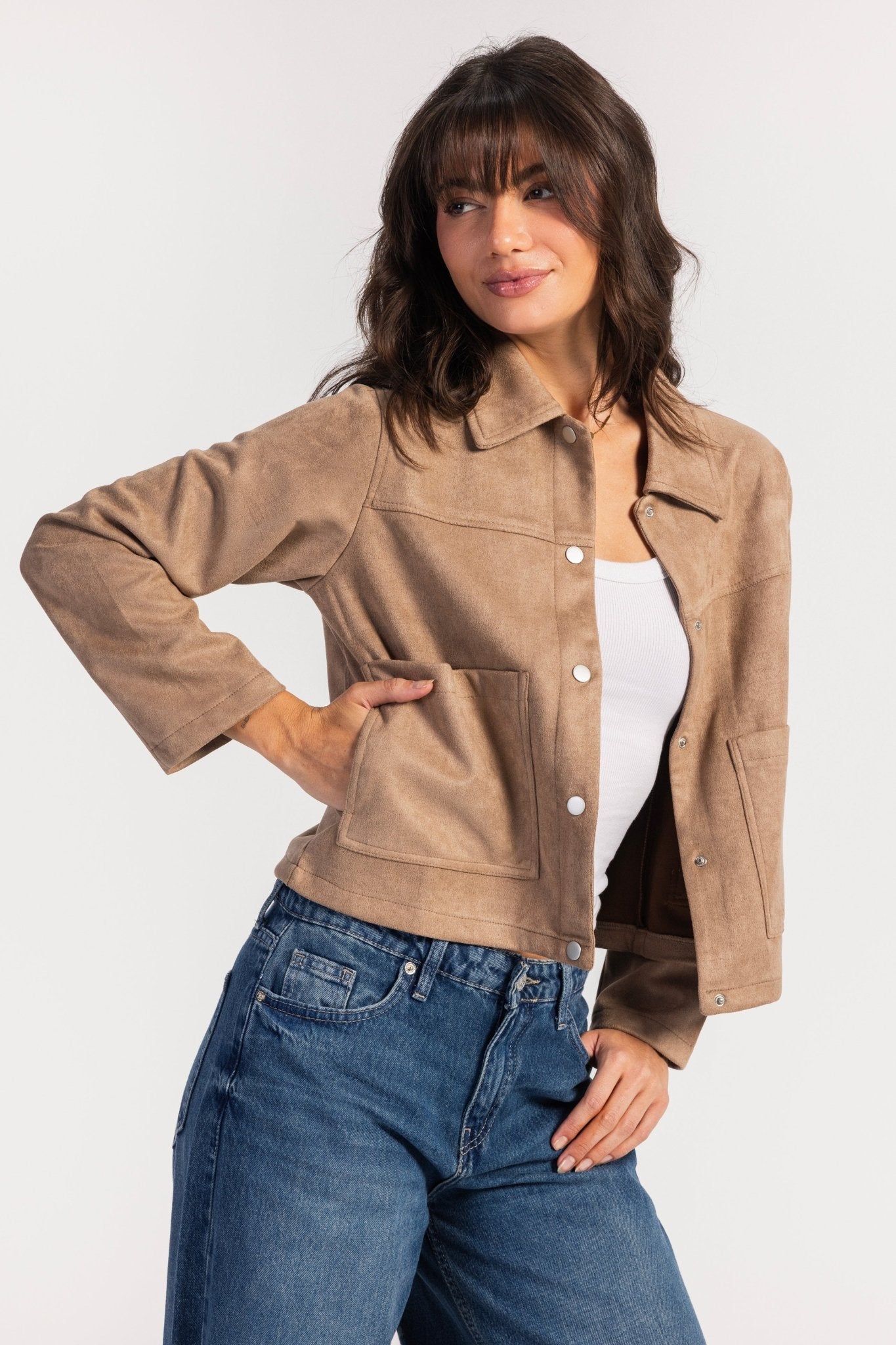 Suede Jacket – Sand jacket CIZARO - Cizaro Jeans
