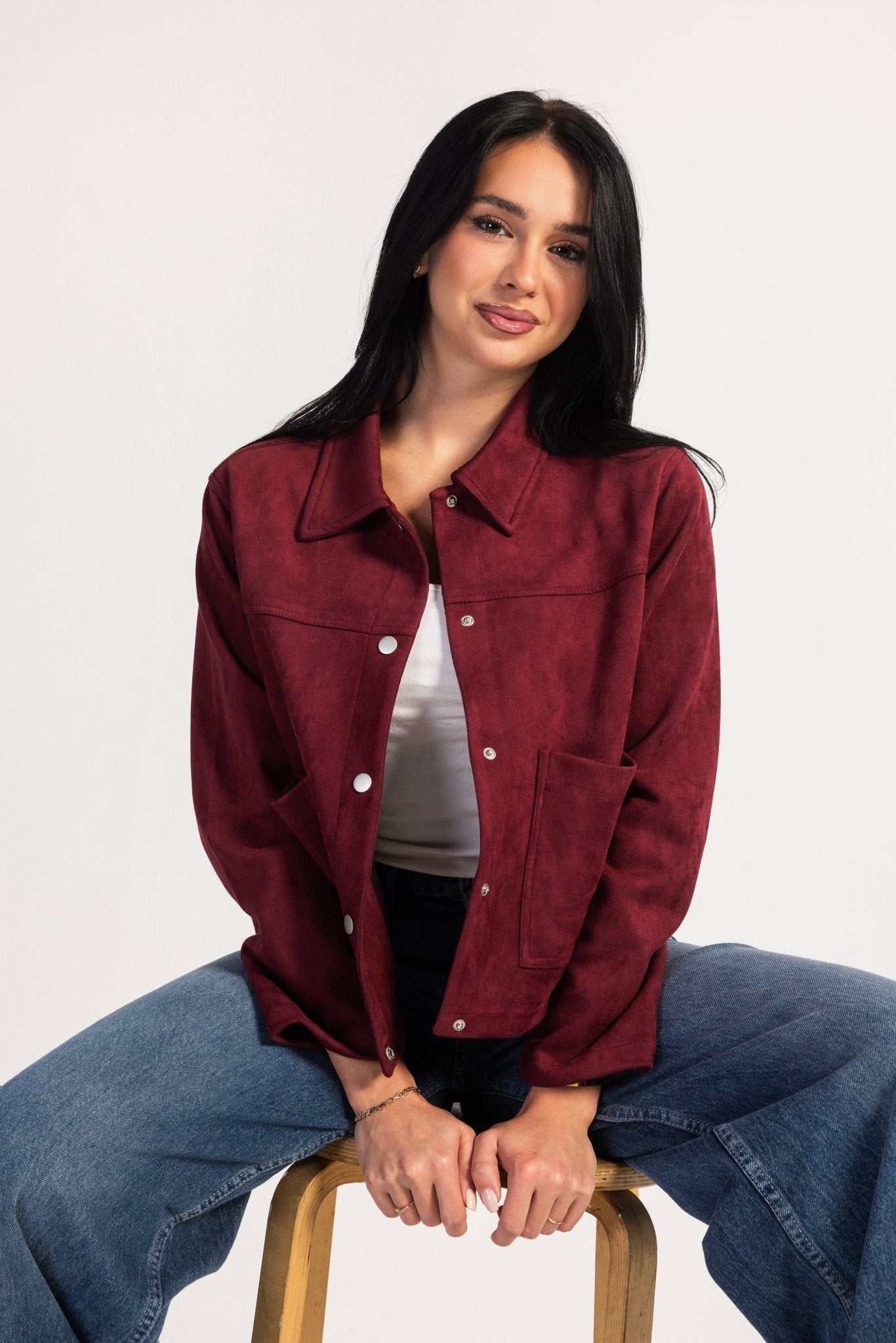 Suede Jacket – Burgundy jacket CIZARO - Cizaro Jeans