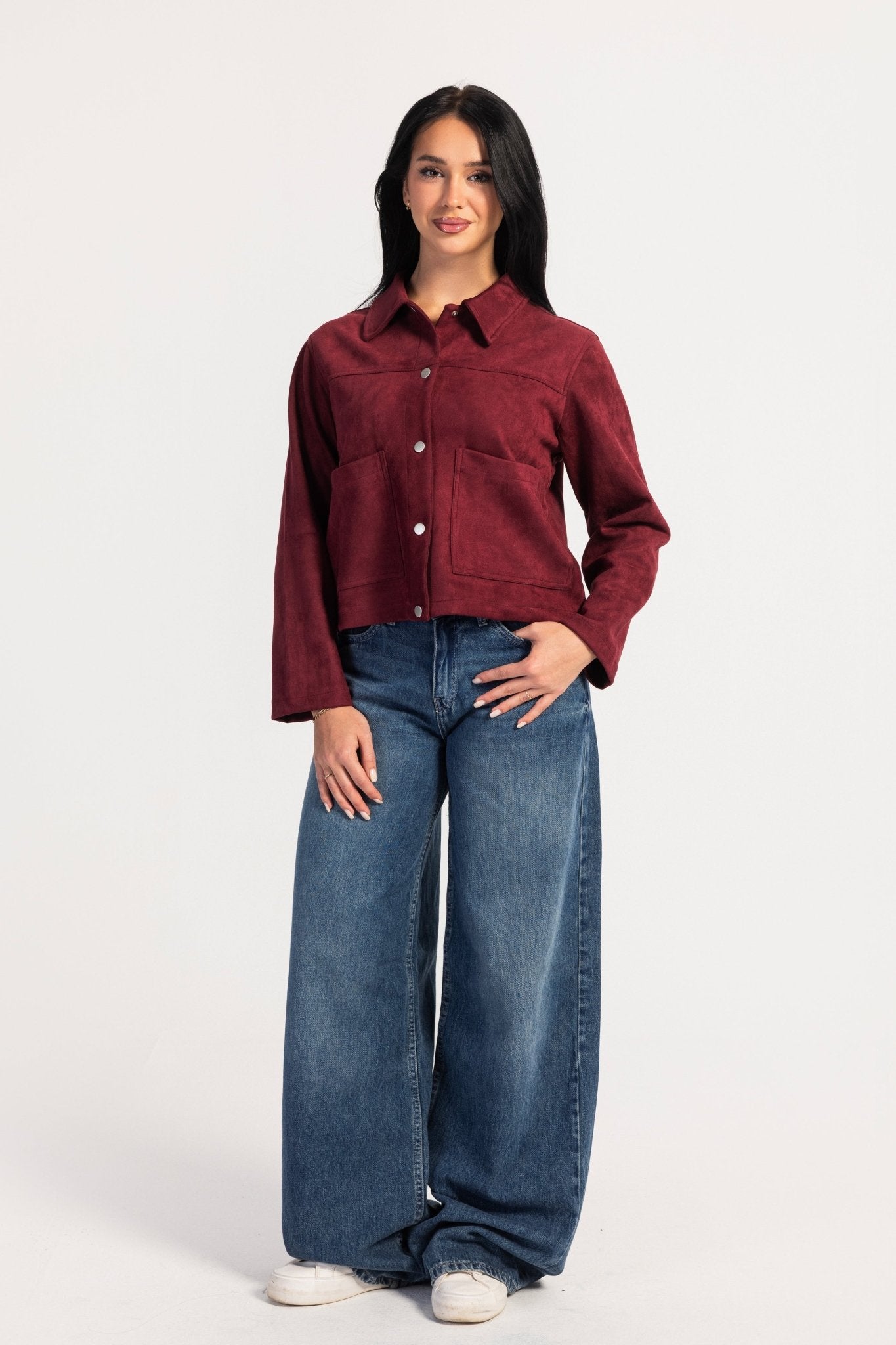 Suede Jacket – Burgundy jacket CIZARO - Cizaro Jeans