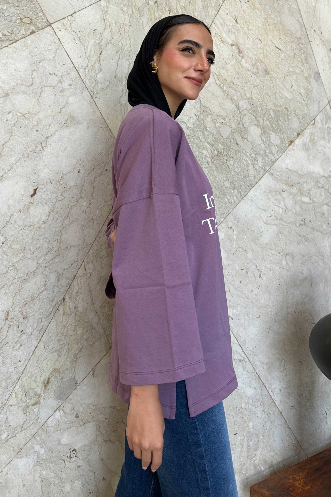 Oversized Purple Graphic T-Shirt T-Shirt CIZNEW - Cizaro Jeans