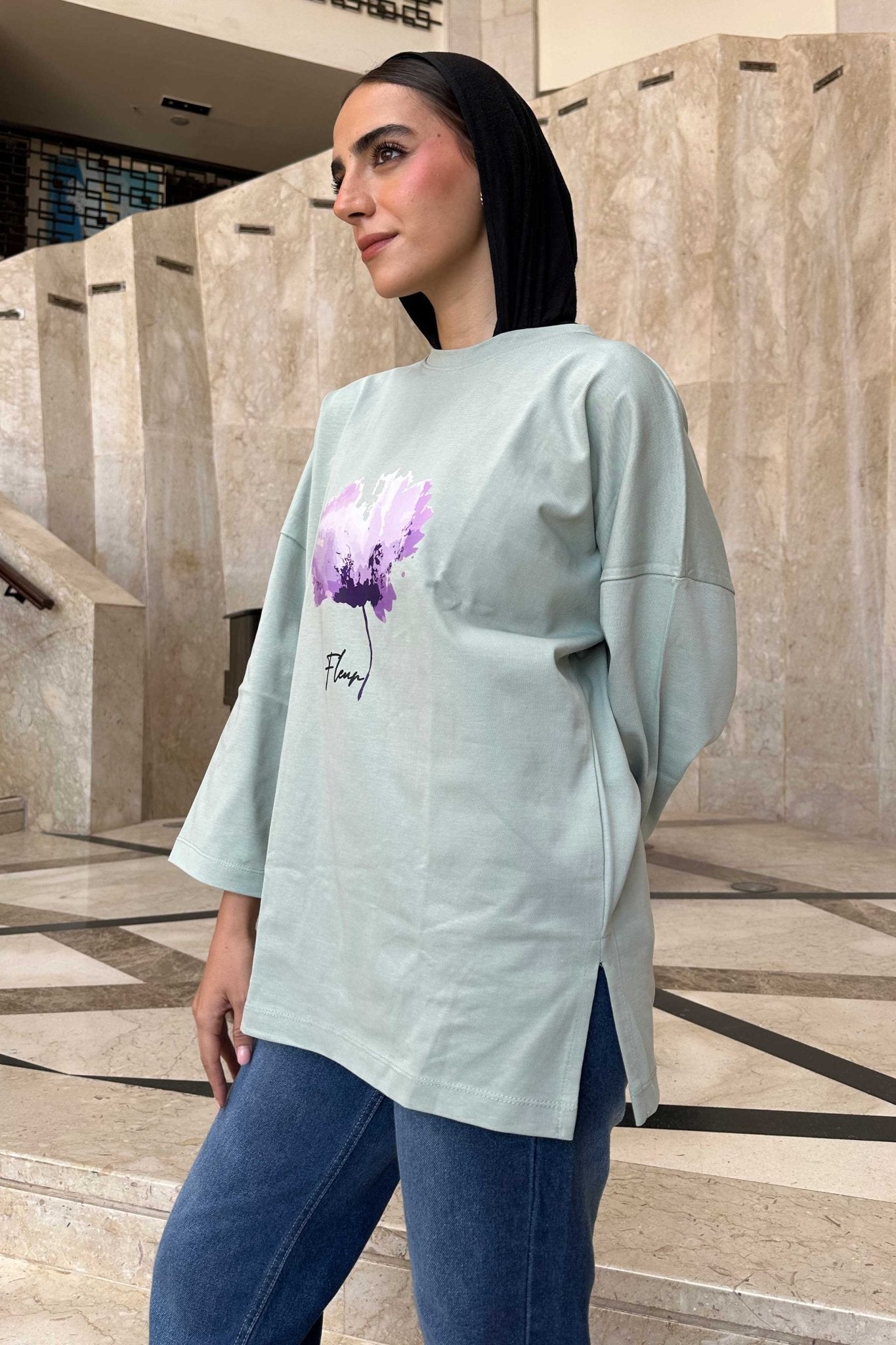 Oversized Mint Green Graphic T-Shirt T-Shirt CIZNEW - Cizaro Jeans