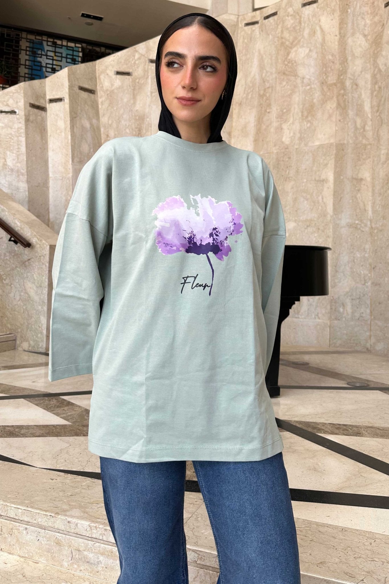 Oversized Mint Green Graphic T-Shirt T-Shirt CIZNEW - Cizaro Jeans