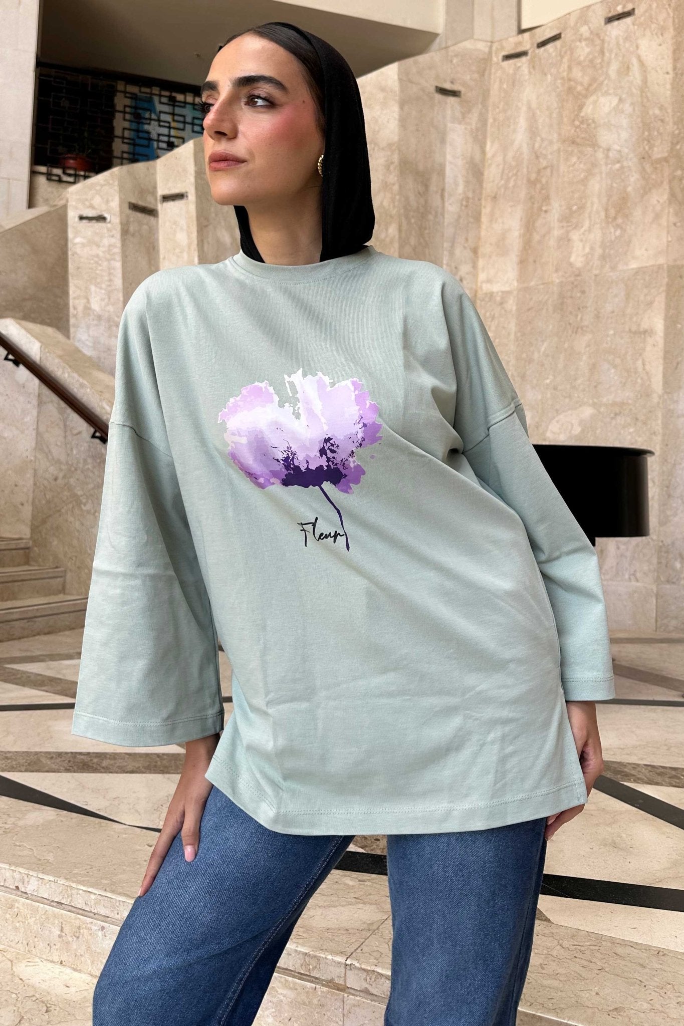Oversized Mint Green Graphic T-Shirt T-Shirt CIZNEW - Cizaro Jeans