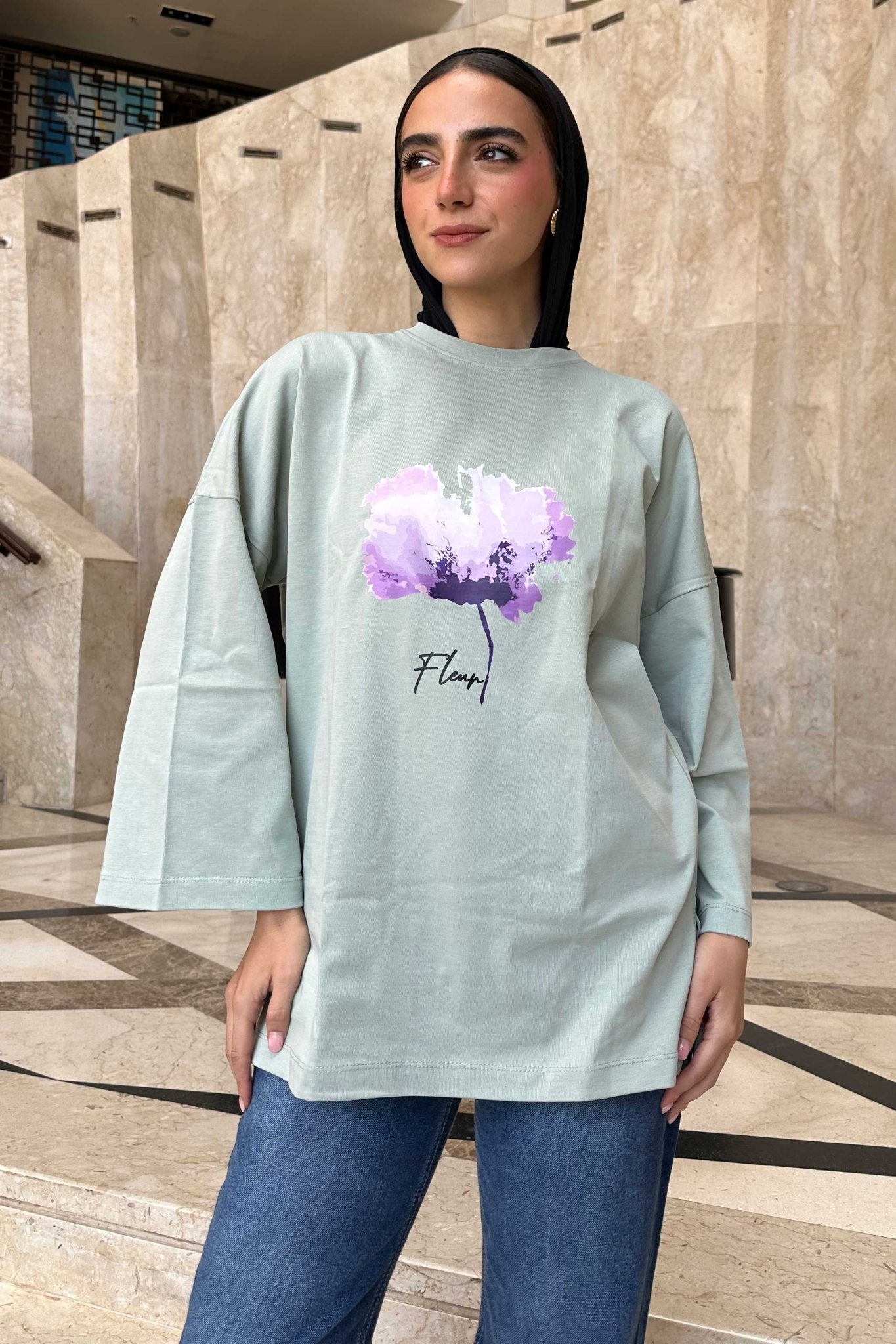 Oversized Mint Green Graphic T-Shirt T-Shirt CIZNEW - Cizaro Jeans