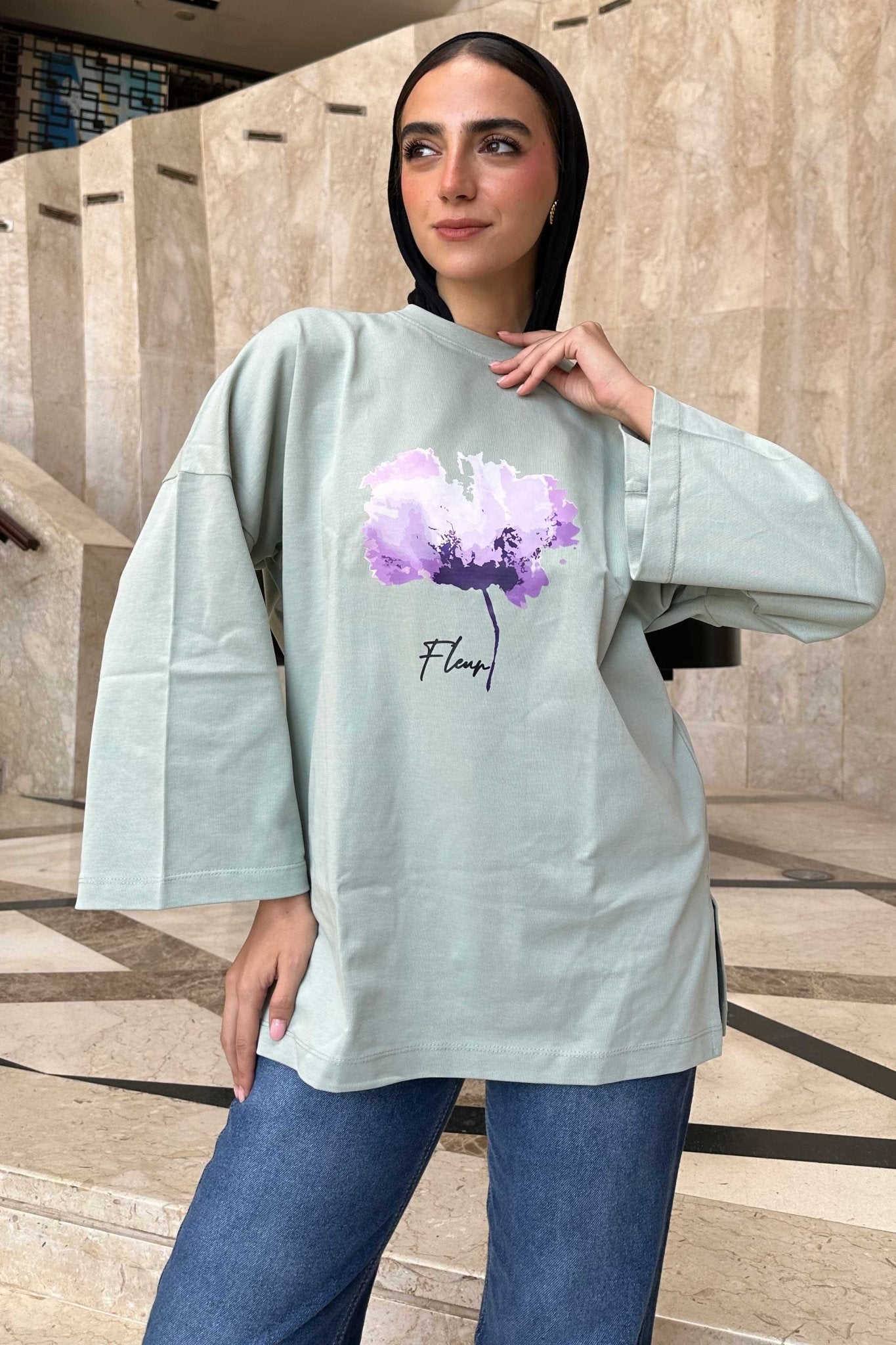 Oversized Mint Green Graphic T-Shirt T-Shirt CIZNEW - Cizaro Jeans