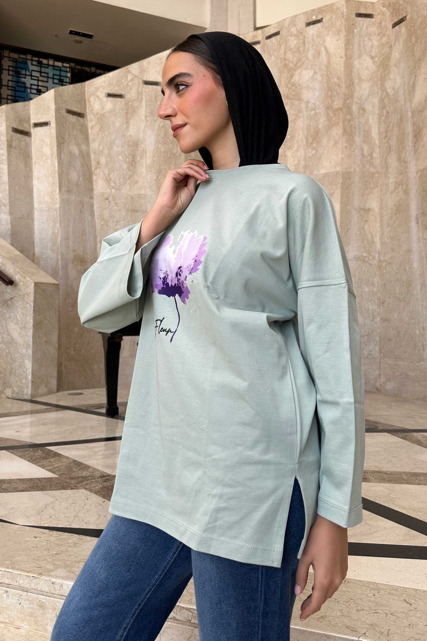 Oversized Mint Green Graphic T-Shirt T-Shirt CIZNEW - Cizaro Jeans