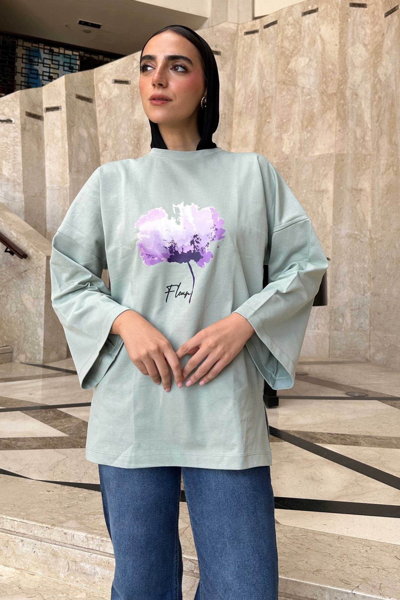 Oversized Mint Green Graphic T-Shirt T-Shirt CIZNEW - Cizaro Jeans