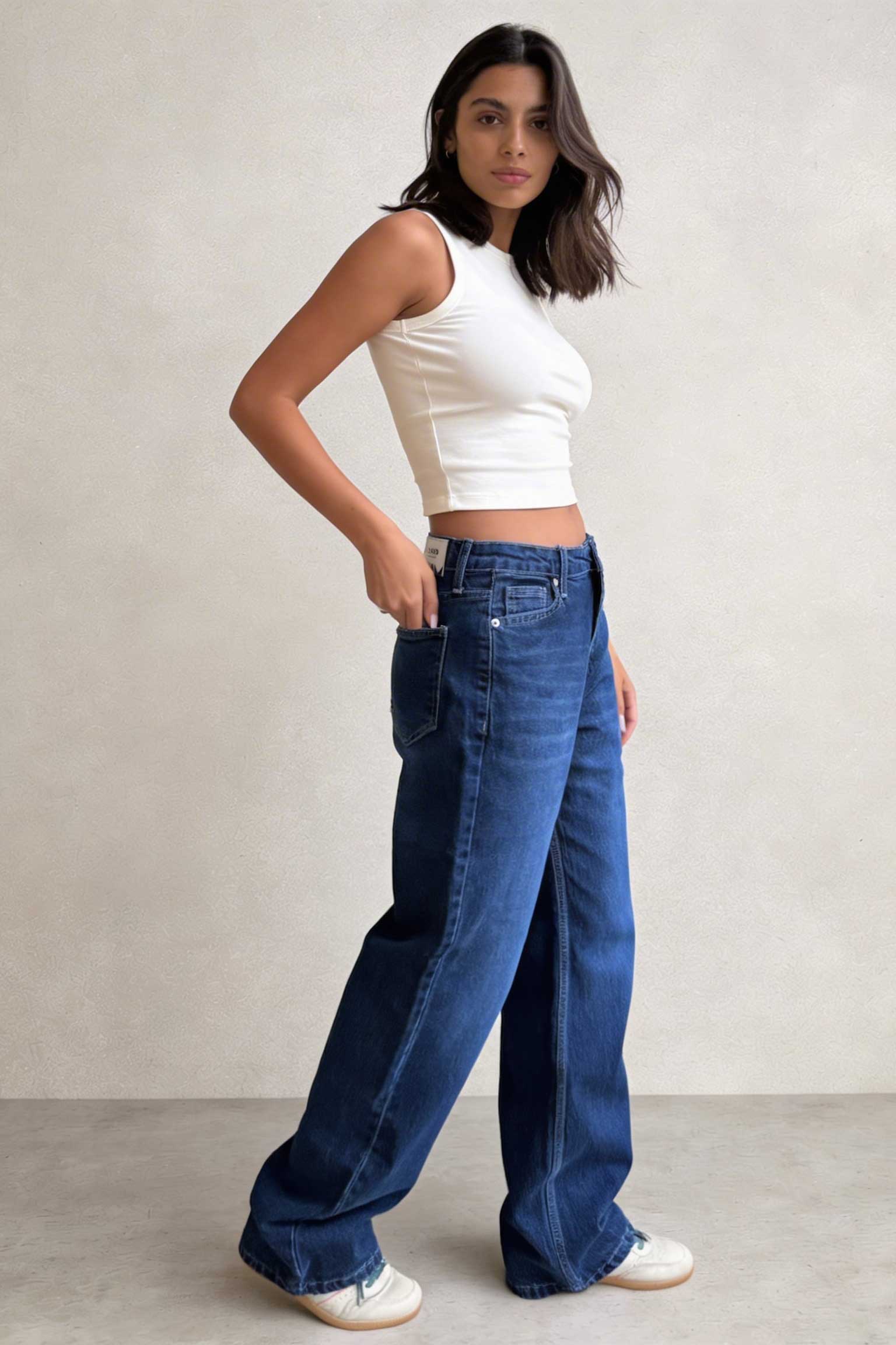 Straight – High-Waist Deep Ocean Blue Jeans