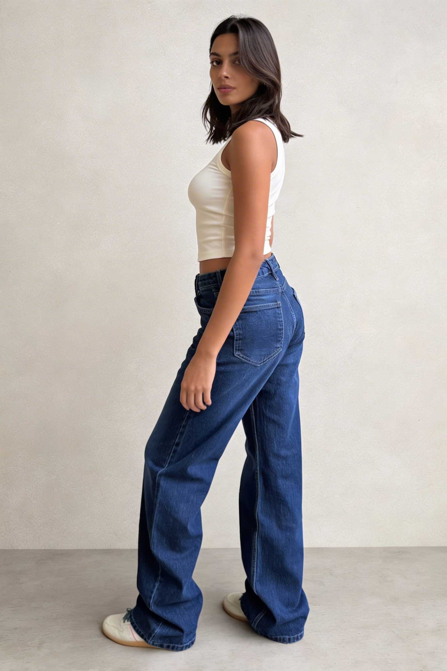 Straight – High-Waist Deep Ocean Blue Jeans