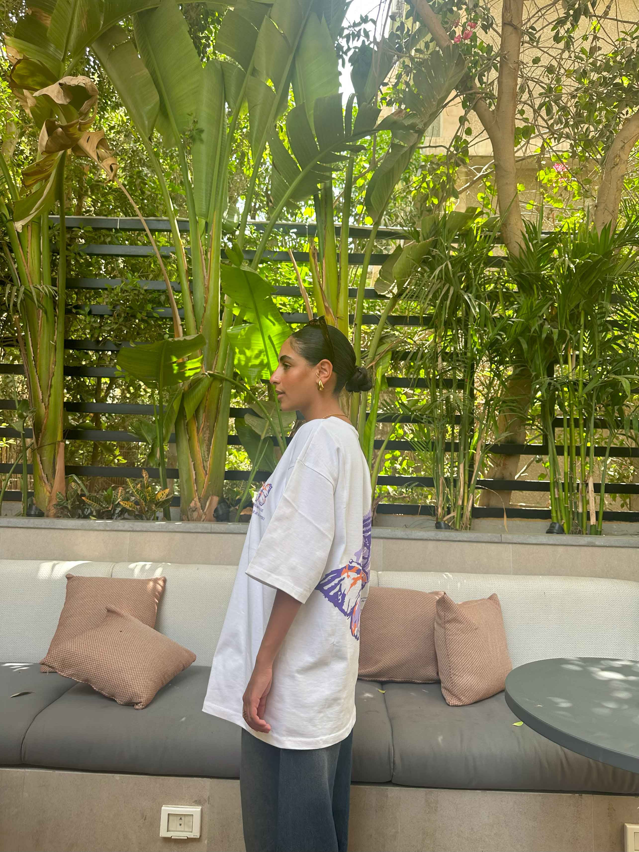 White Oversized Tee. New Line CIZARO - Cizaro Jeans