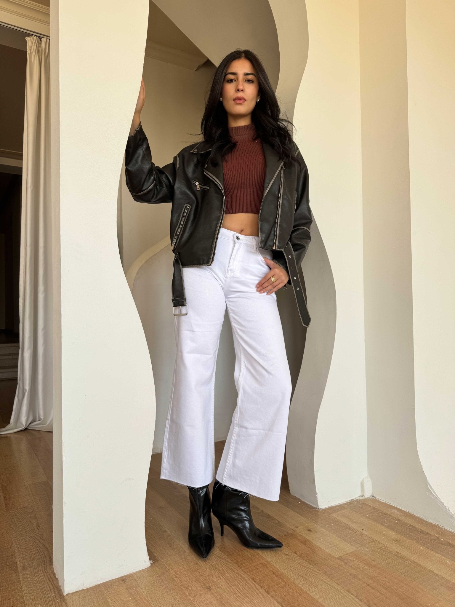 Cropped Wide Leg – Mid Rise White Jeans wide leg CIZARO - Cizaro Jeans