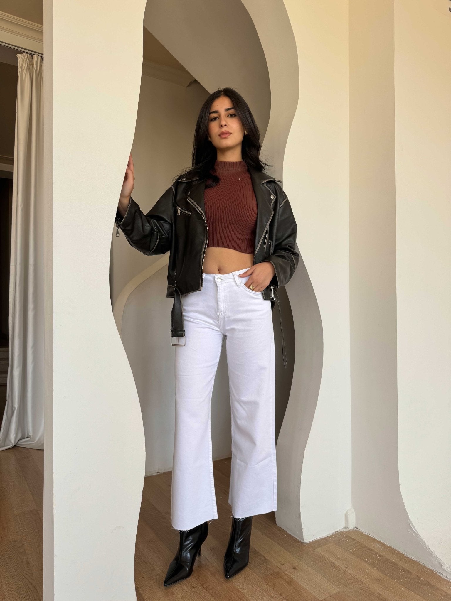 Cropped Wide Leg – Mid Rise White Jeans wide leg CIZARO - Cizaro Jeans