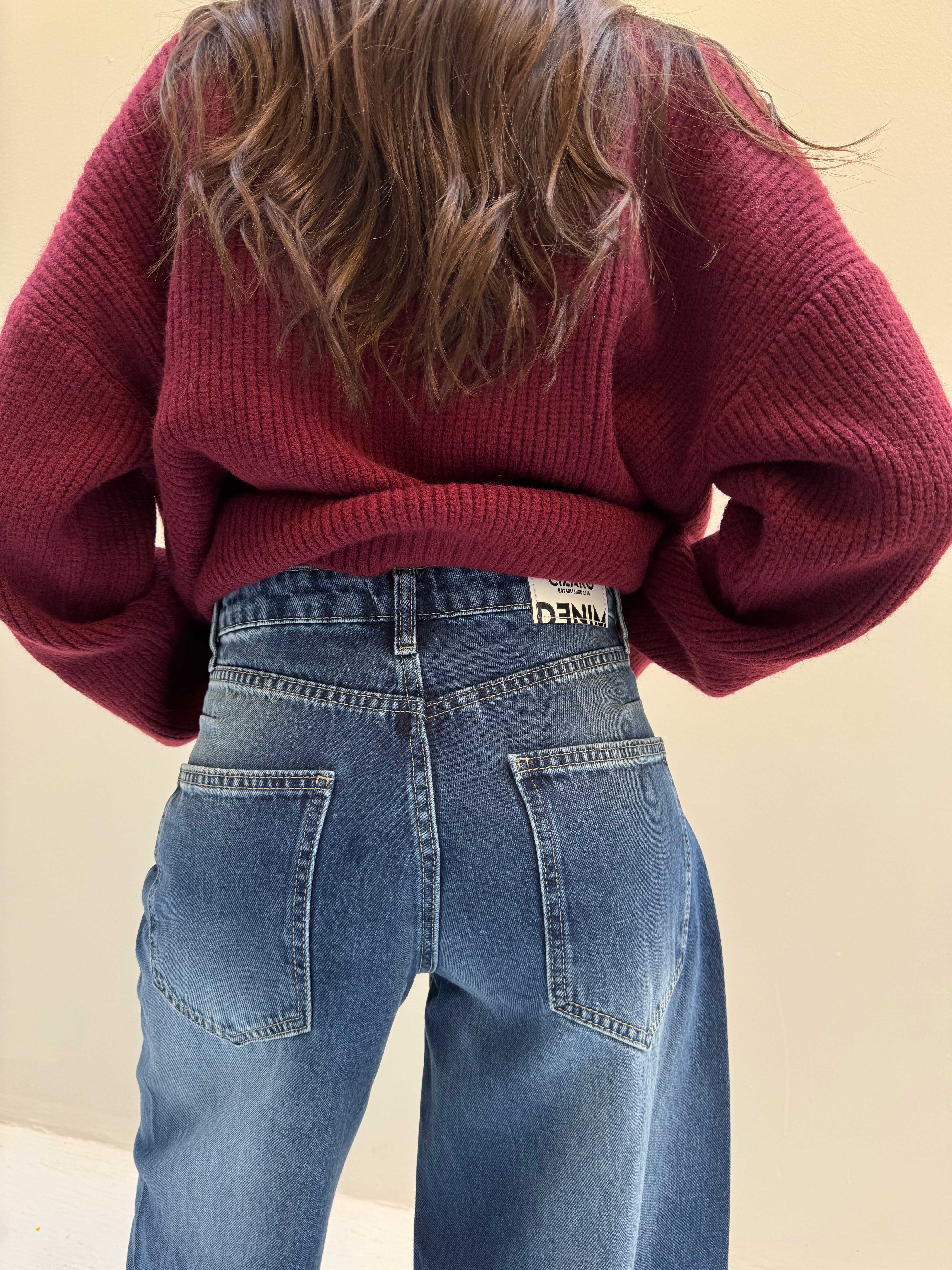 Extreme Wide Leg – Mid-Rise Ocean Blue Jeans Extreme wide leg - Wide leg CIZARO - Cizaro Jeans