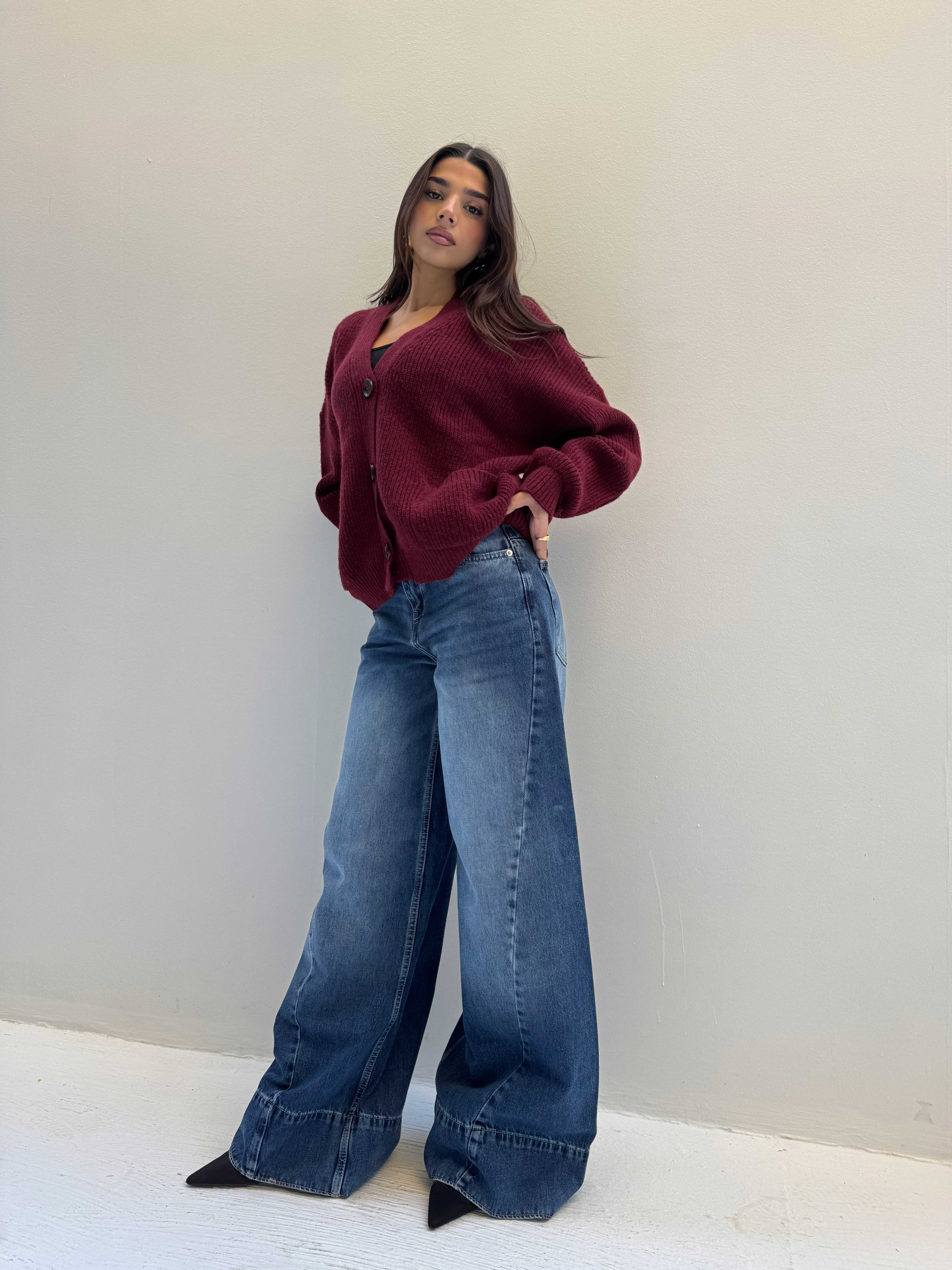Extreme Wide Leg – Mid-Rise Ocean Blue Jeans Extreme wide leg - Wide leg CIZARO - Cizaro Jeans