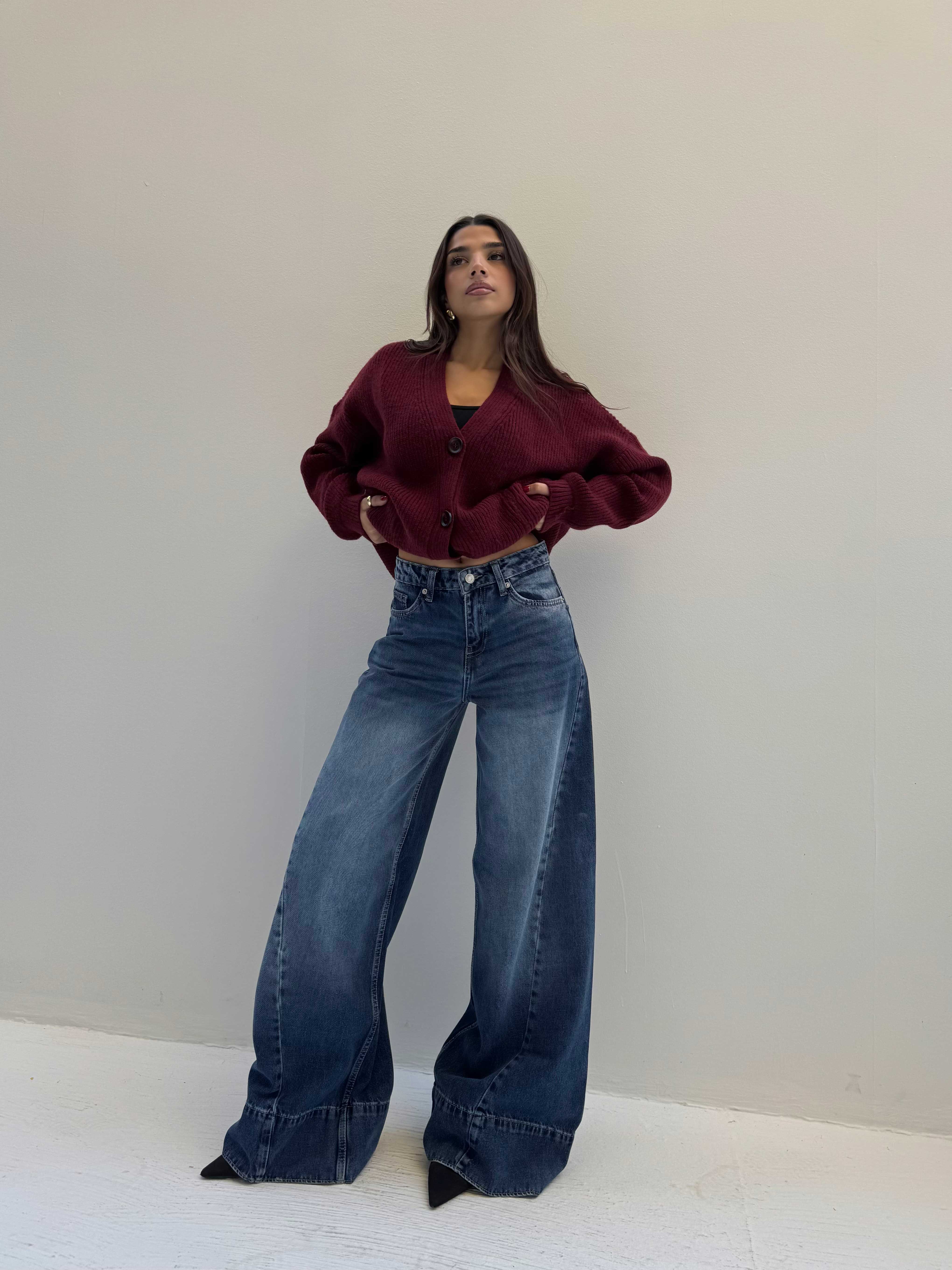 Extreme Wide Leg – Mid-Rise Ocean Blue Jeans Extreme wide leg - Wide leg CIZARO - Cizaro Jeans