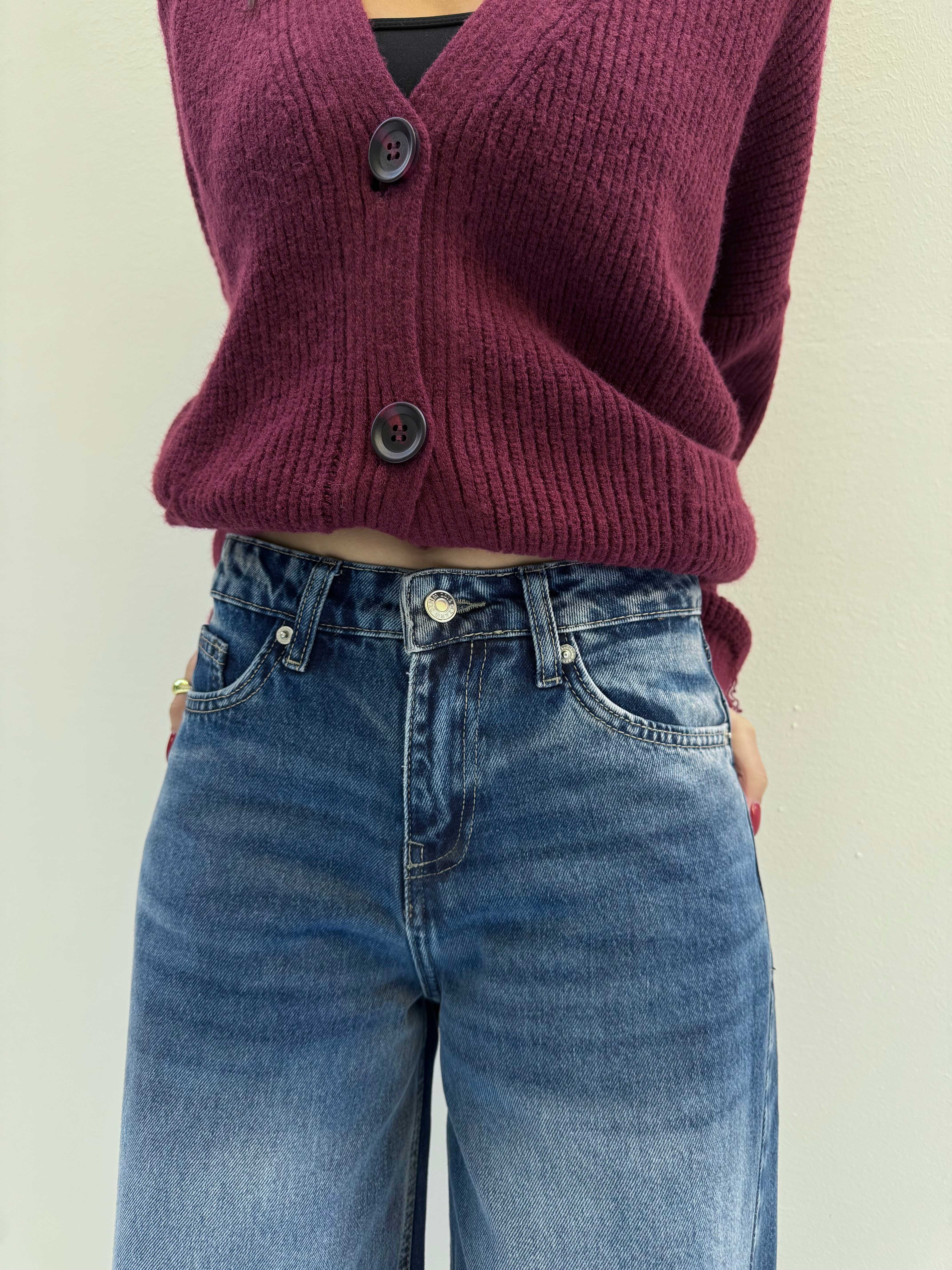 Extreme Wide Leg – Mid-Rise Ocean Blue Jeans Extreme wide leg - Wide leg CIZARO - Cizaro Jeans