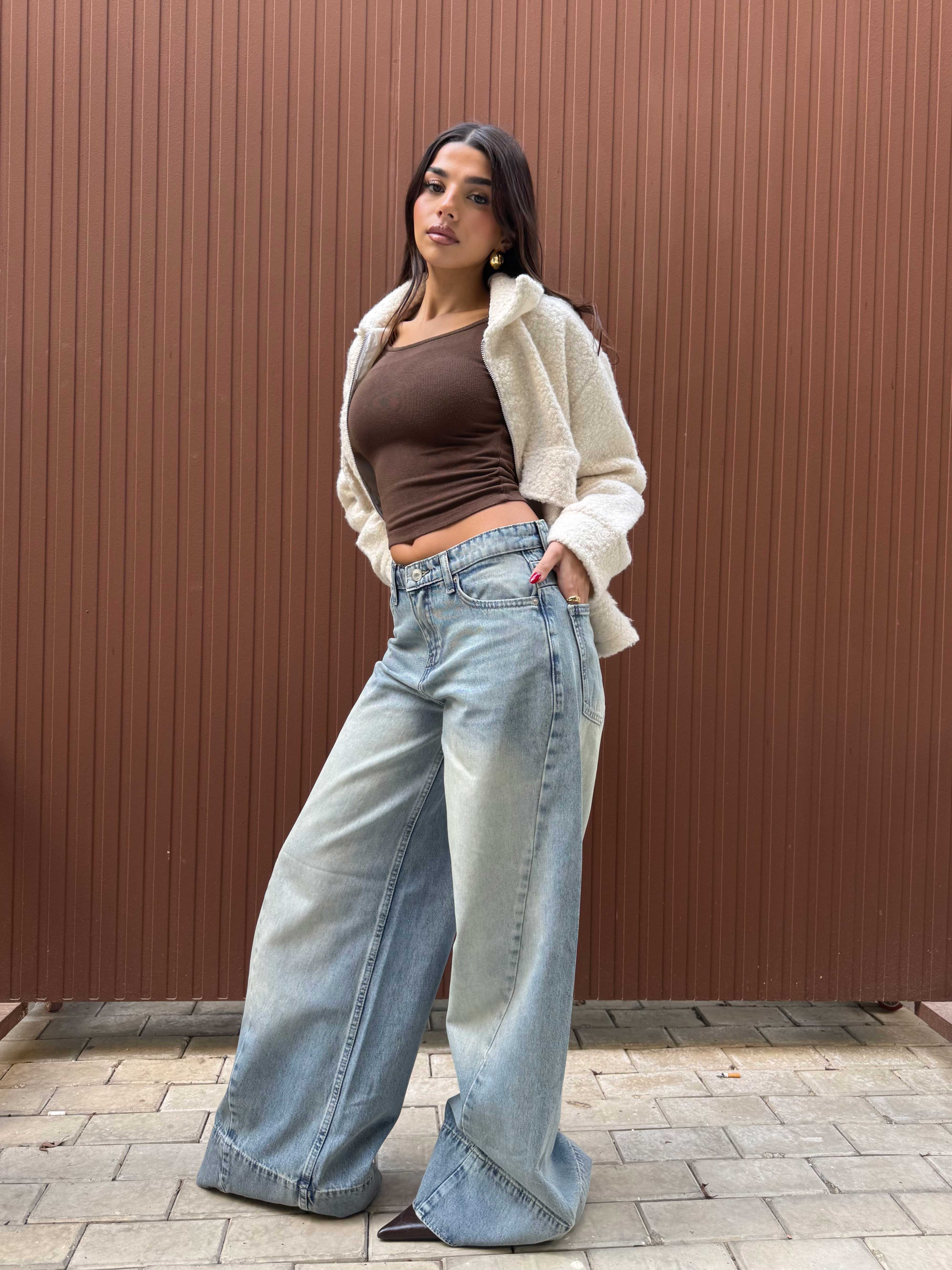 Extreme Wide Leg – Mid-Rise Light Vintage Blue Jeans Wide leg - Extreme wide leg CIZARO - Cizaro Jeans