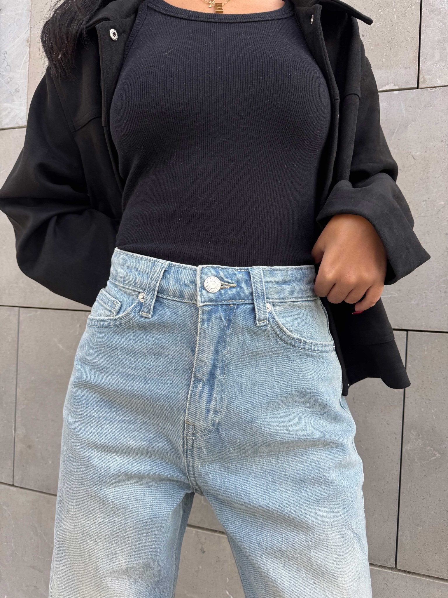 Ultra Comfort | Wide Leg – High-Waist Faded Light Vintage Blue Jeans wide leg CIZARO - Cizaro Jeans