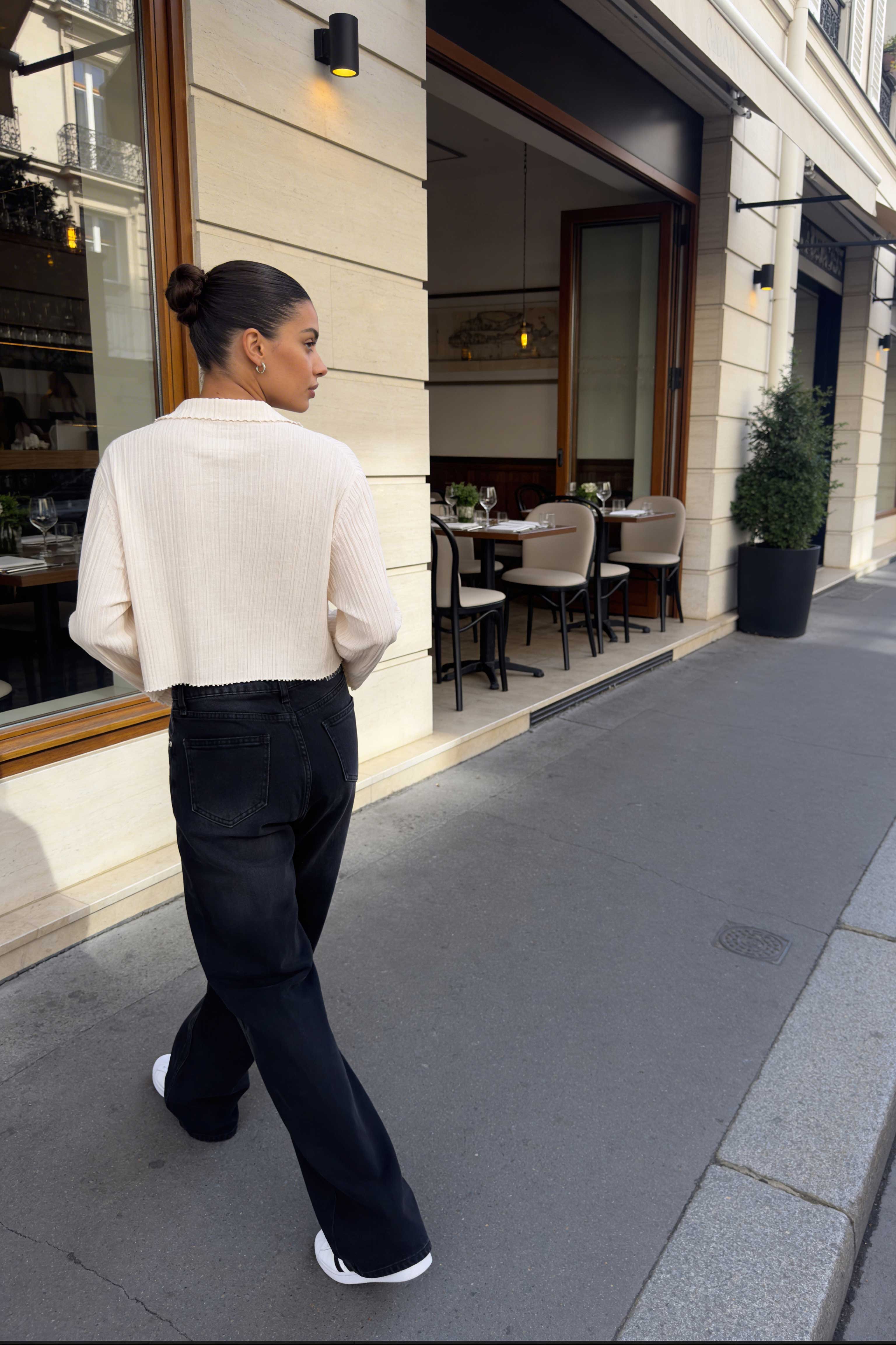 Wide-Leg - Mid-Waist Charcoal Black Jeans Wide-Leg CIZARO - Cizaro Jeans