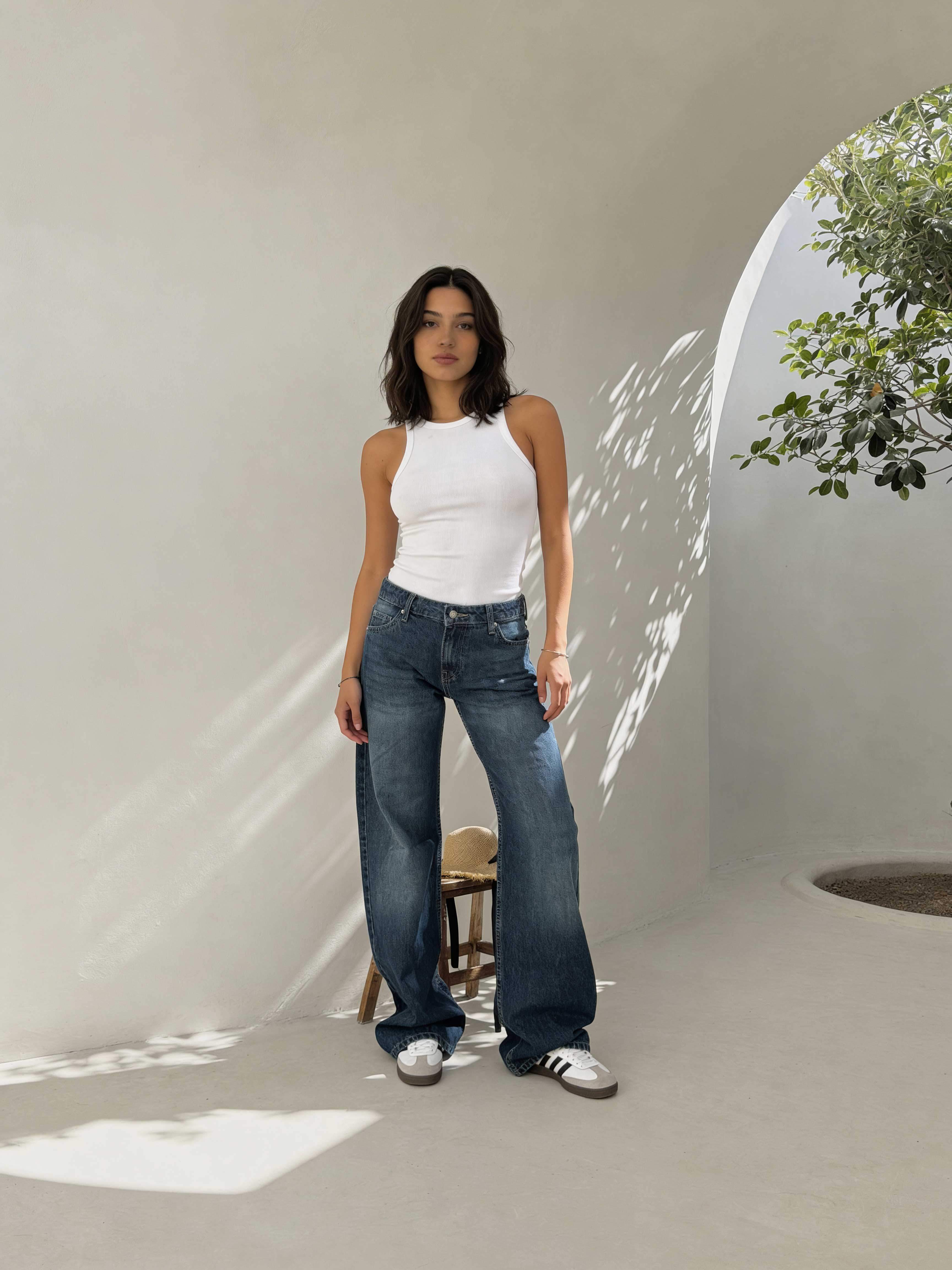 Wide-Leg – Low-Waist Mid Vintage Blue Jeans Wide Leg CIZARO - Cizaro Jeans
