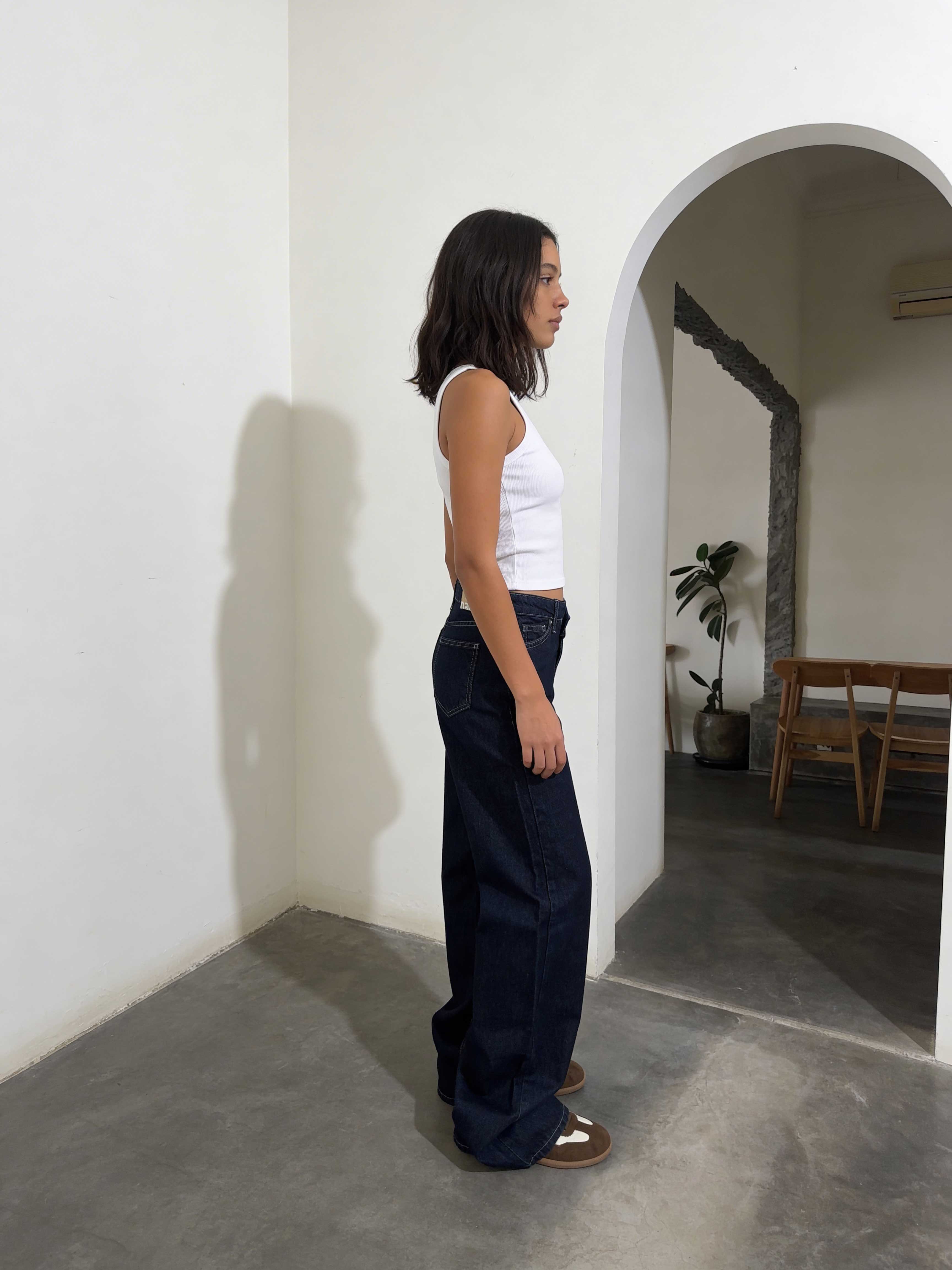 Crossover Wide-Leg – High-Waist Raw Denim Jeans Wide Leg CIZARO - Cizaro Jeans