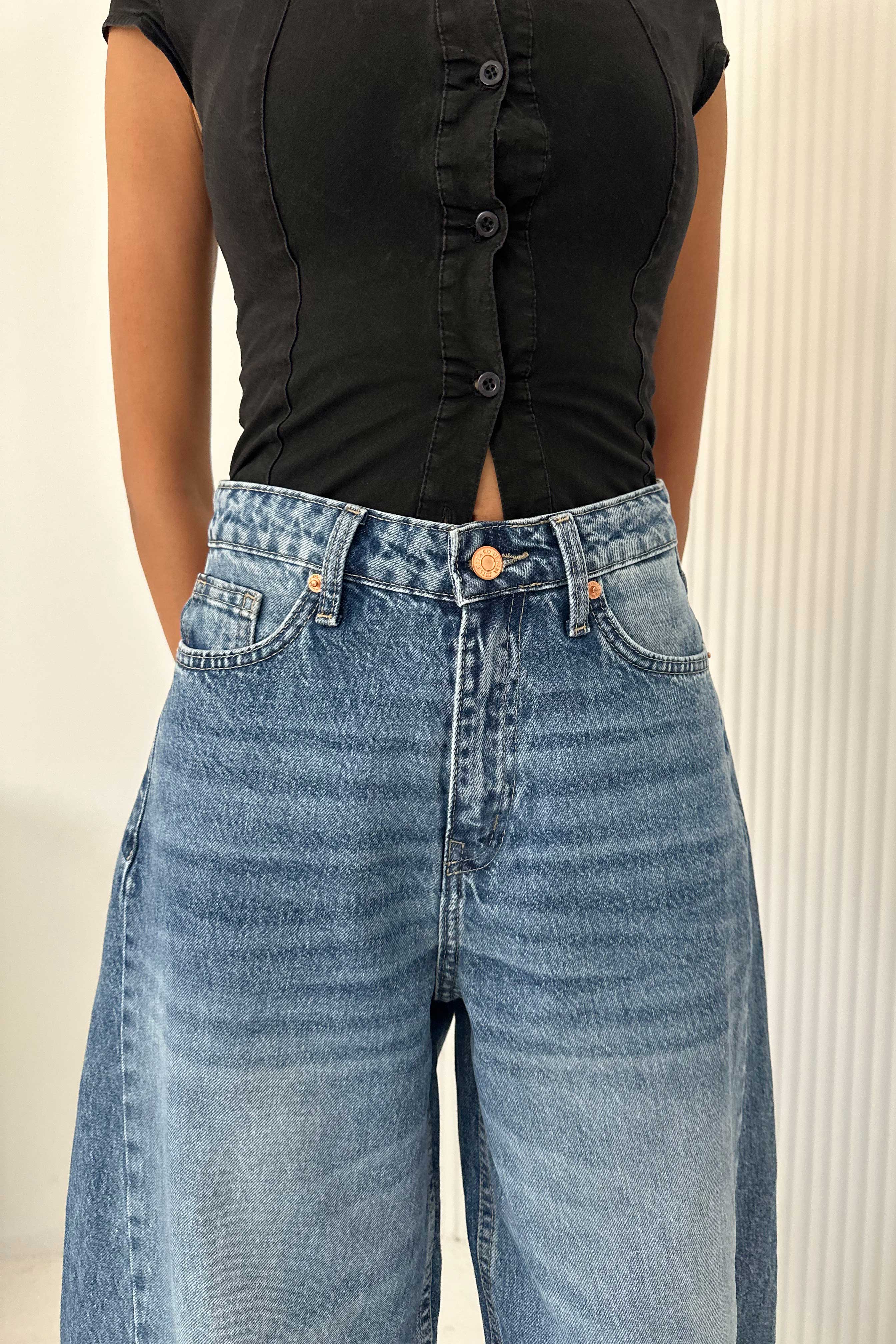 Extreme Wide-Leg - High-Waist Marine Blue Jeans
