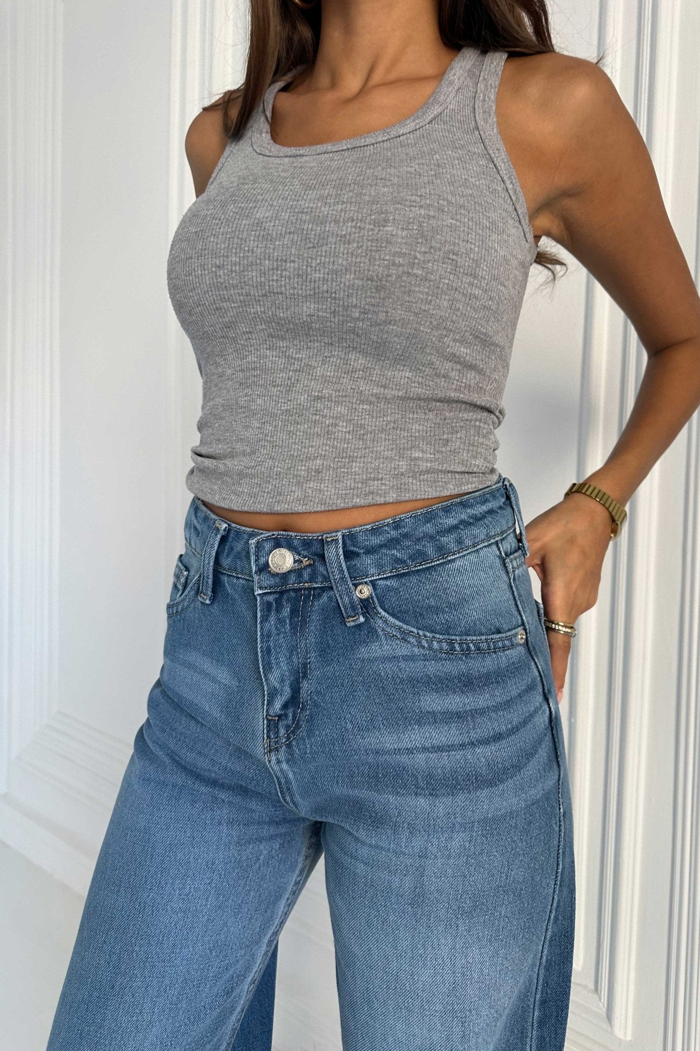 Wide Leg – Low Waist Mid Blue Jeans wide leg CIZARO - Cizaro Jeans