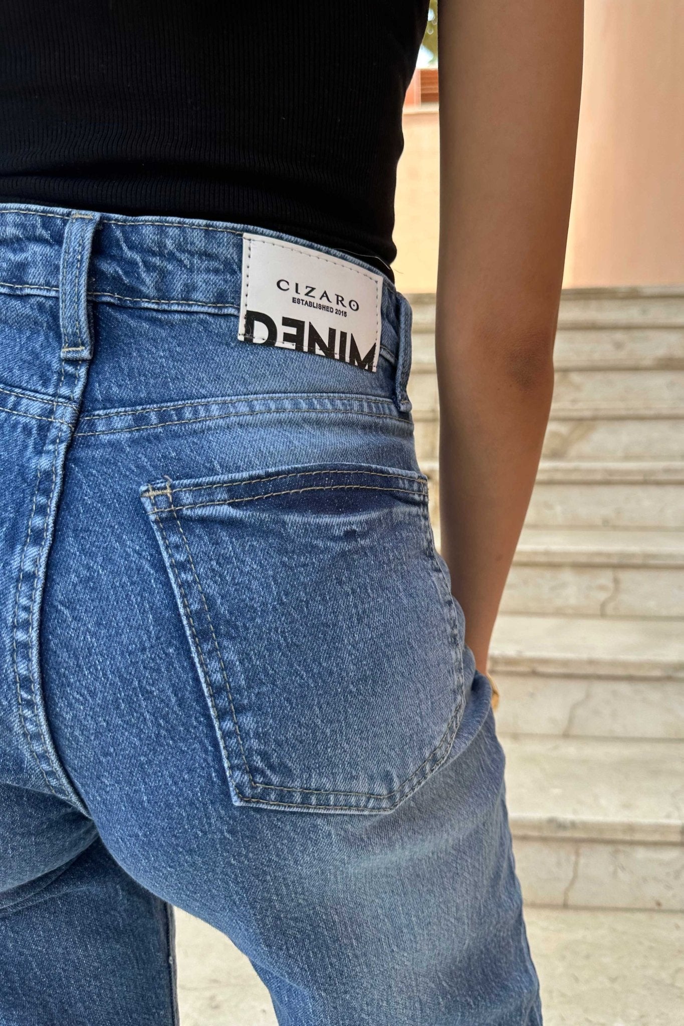 Ultra Comfort | Wide-Leg High-Waist True Blue Washed Jeans Wide-Leg CIZARO - Cizaro Jeans