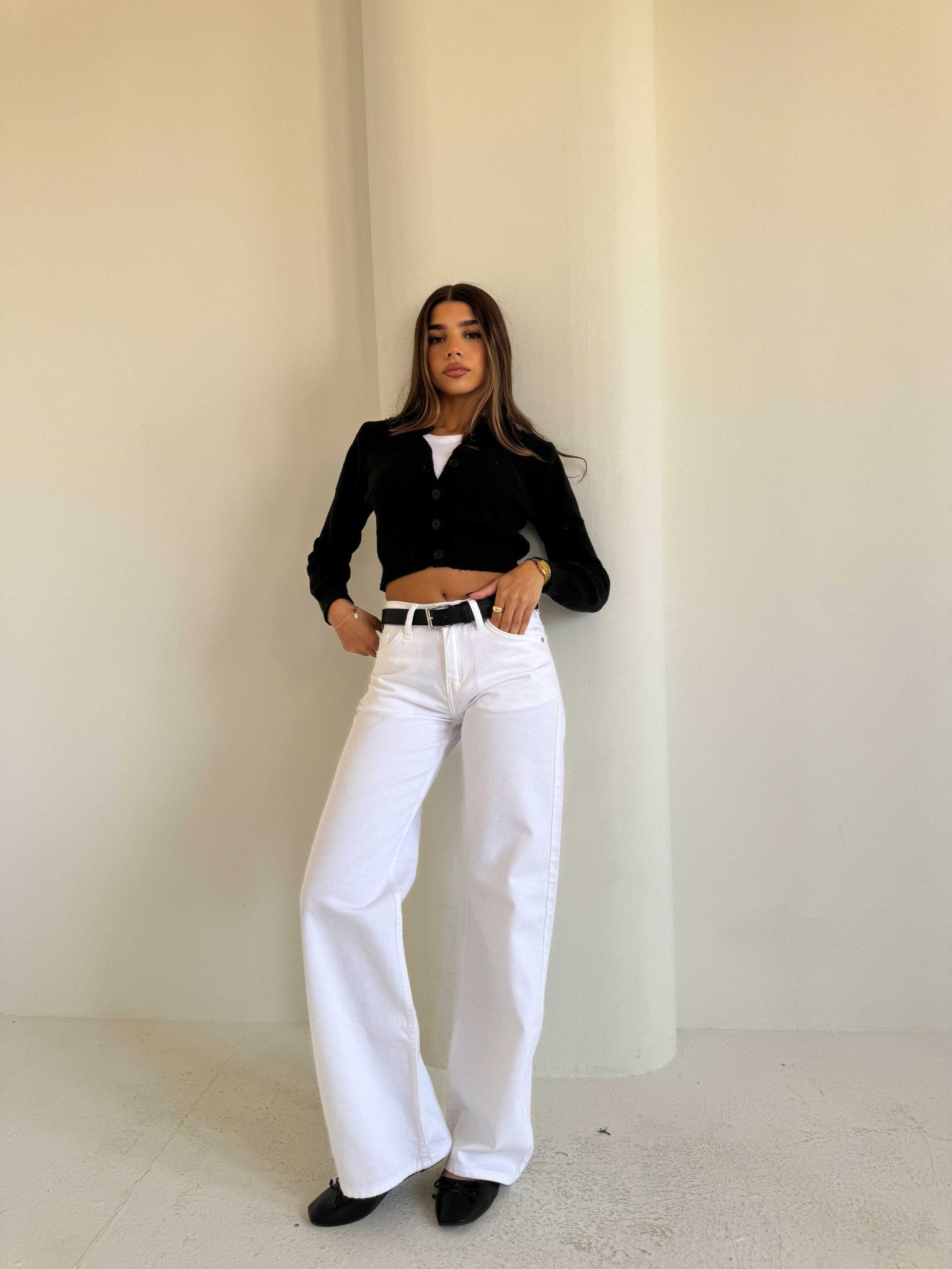 Wide Leg – Low Waist White Jeans wide leg CIZARO - Cizaro Jeans