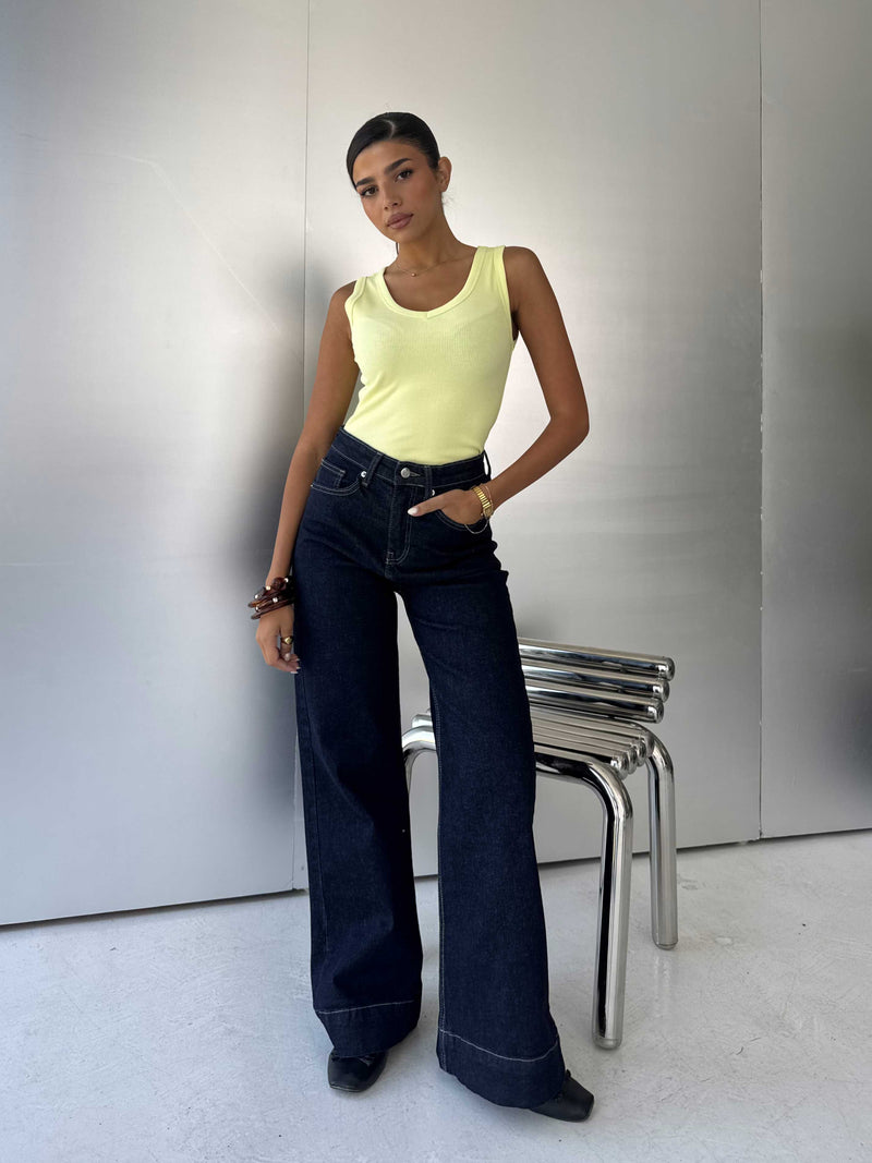 Wide-Leg – High-Waist Raw Denim Jeans Wide-leg CIZARO - Cizaro Jeans