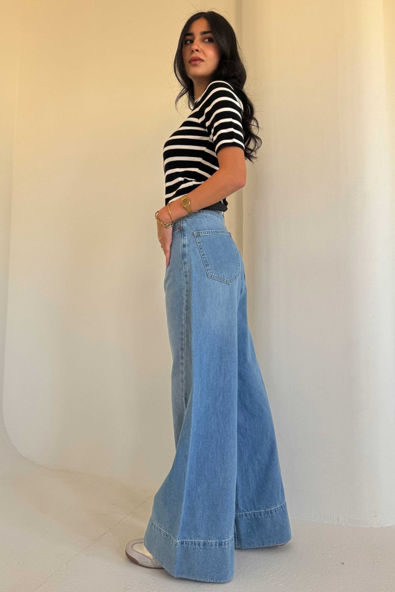 Extreme Wide Leg – High Waist Bright Blue Jeans Extreme Wide Leg CIZARO - Cizaro Jeans